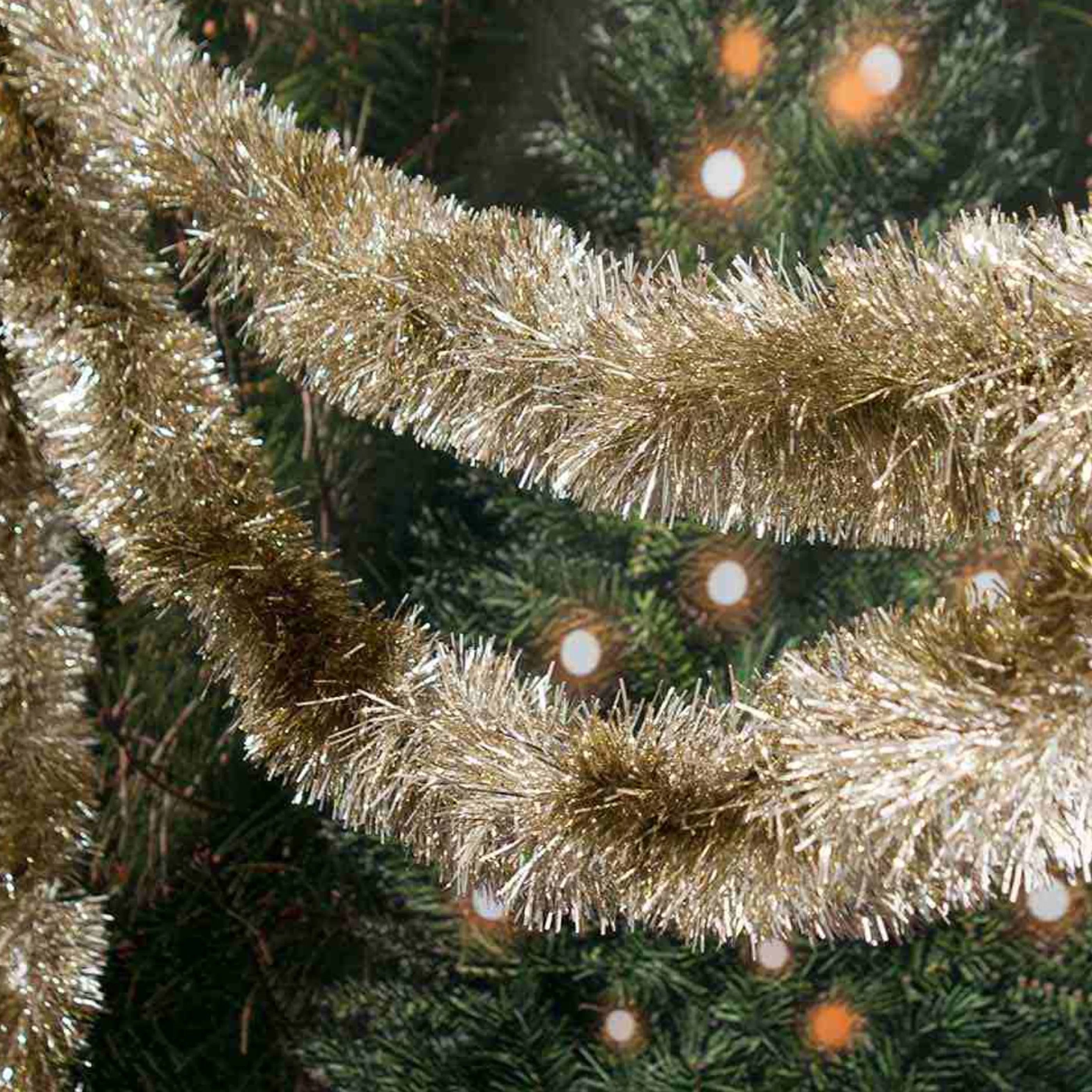 * Christmas Tinsel & Foil Decorations | Champagne Tinsel Plush (12 Ply) - 5M