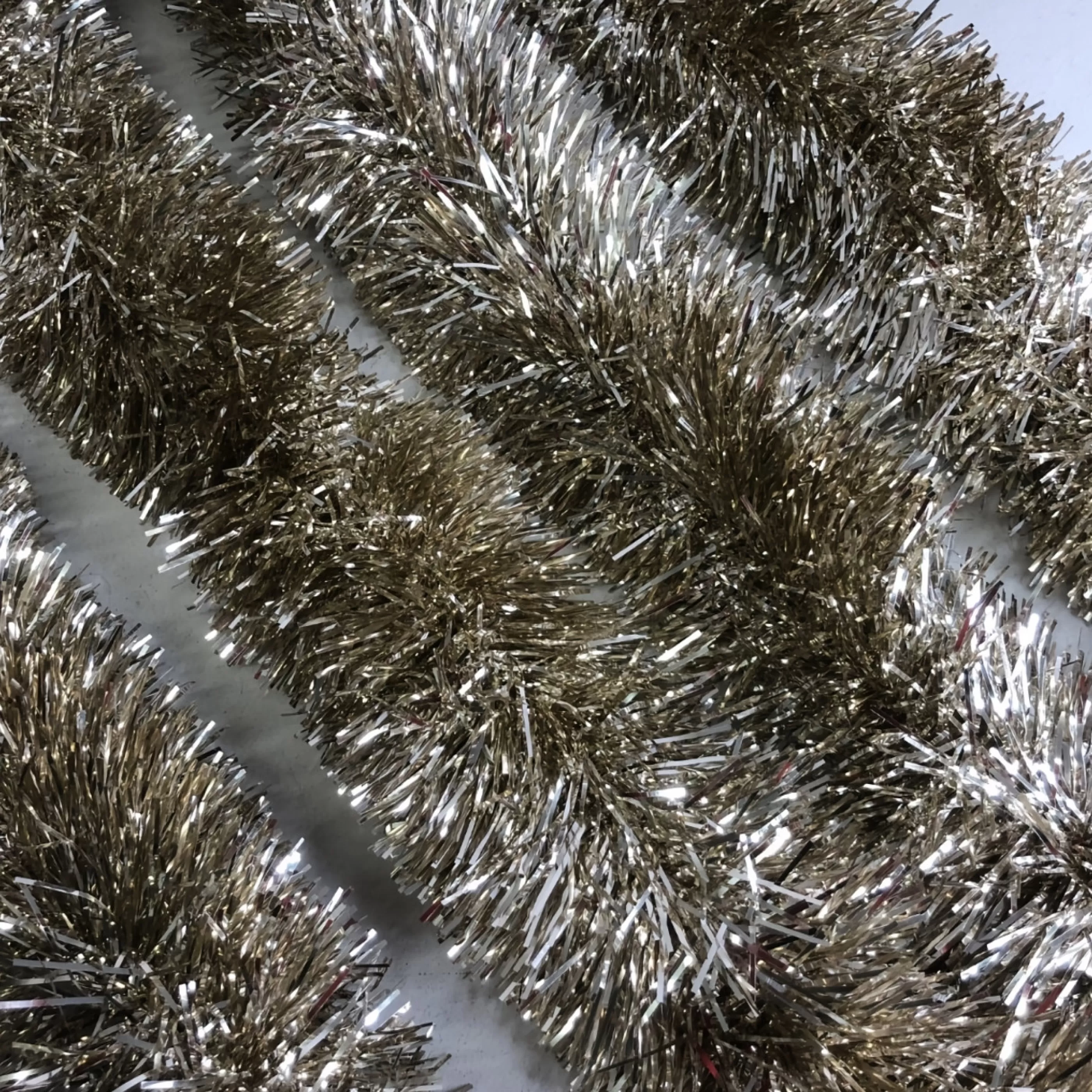 * Christmas Tinsel & Foil Decorations | Champagne Tinsel Plush (12 Ply) - 5M