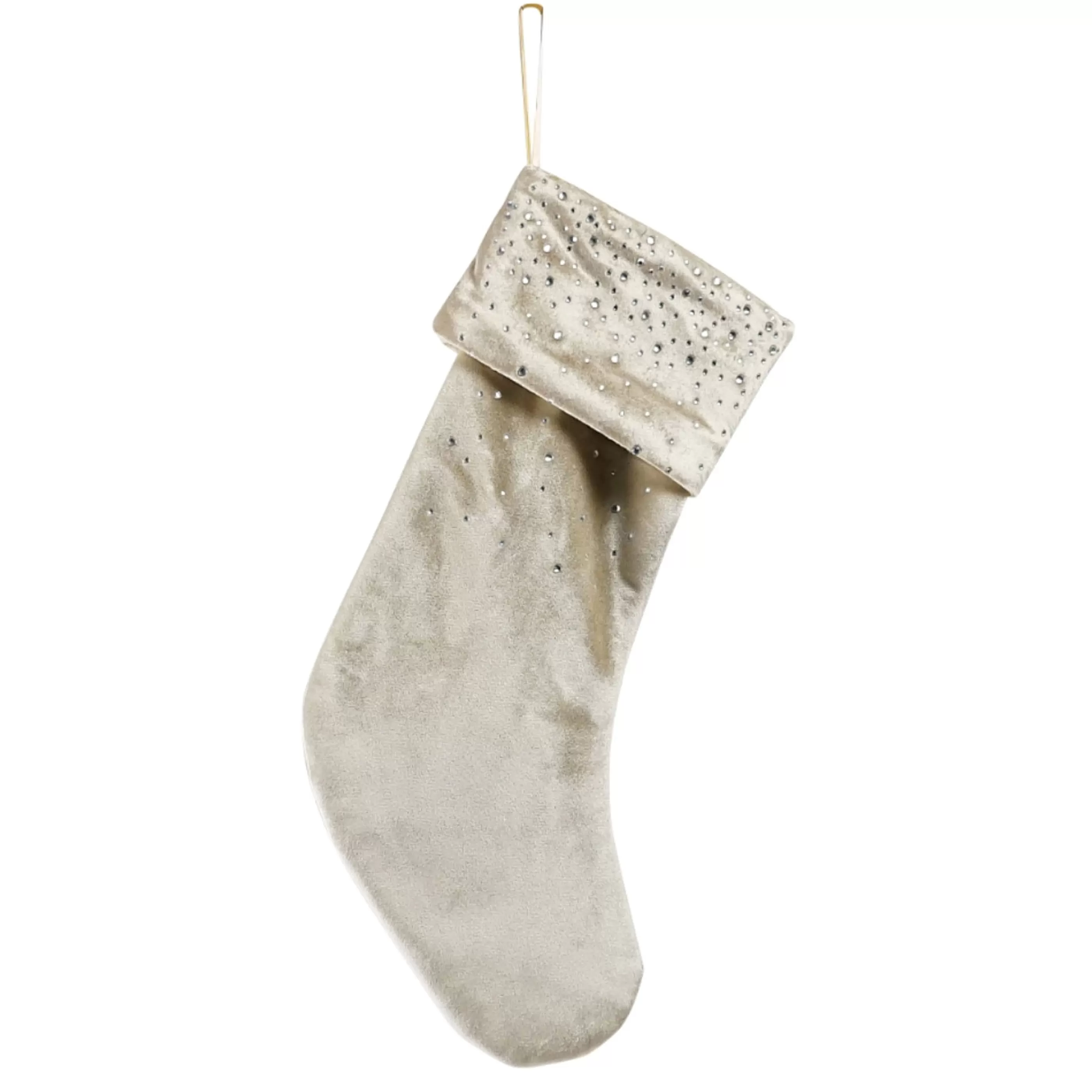 Clearance * Champagne Velvet Diamonte Stocking - 45Cm