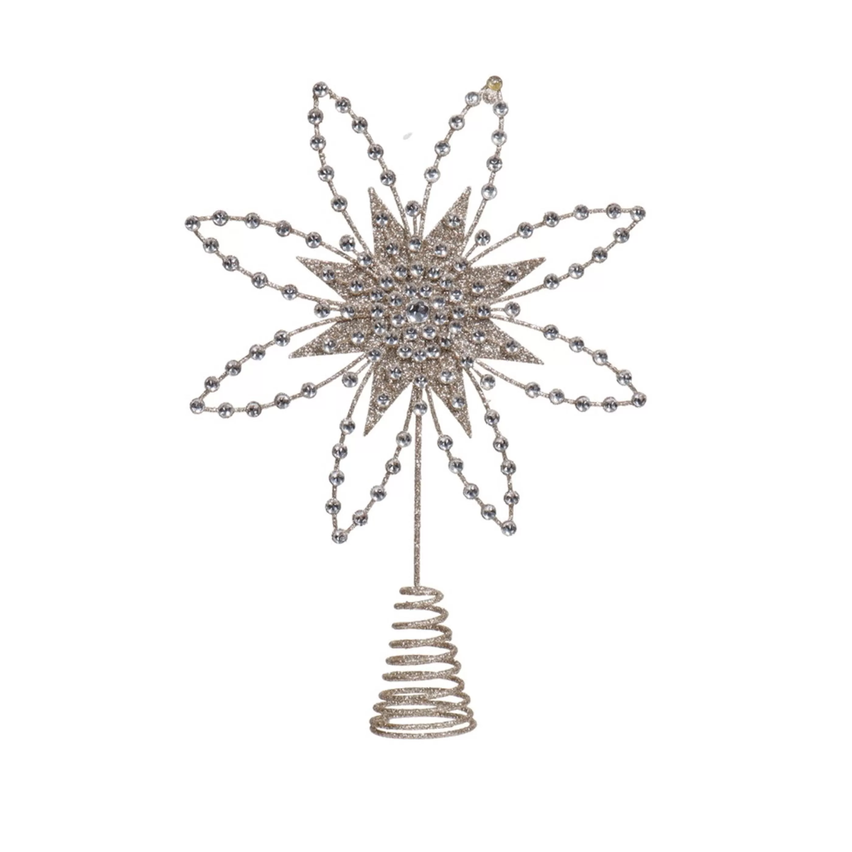 Best * Champagne Wire Jewel Flowerburst Tree Topper - 27Cm