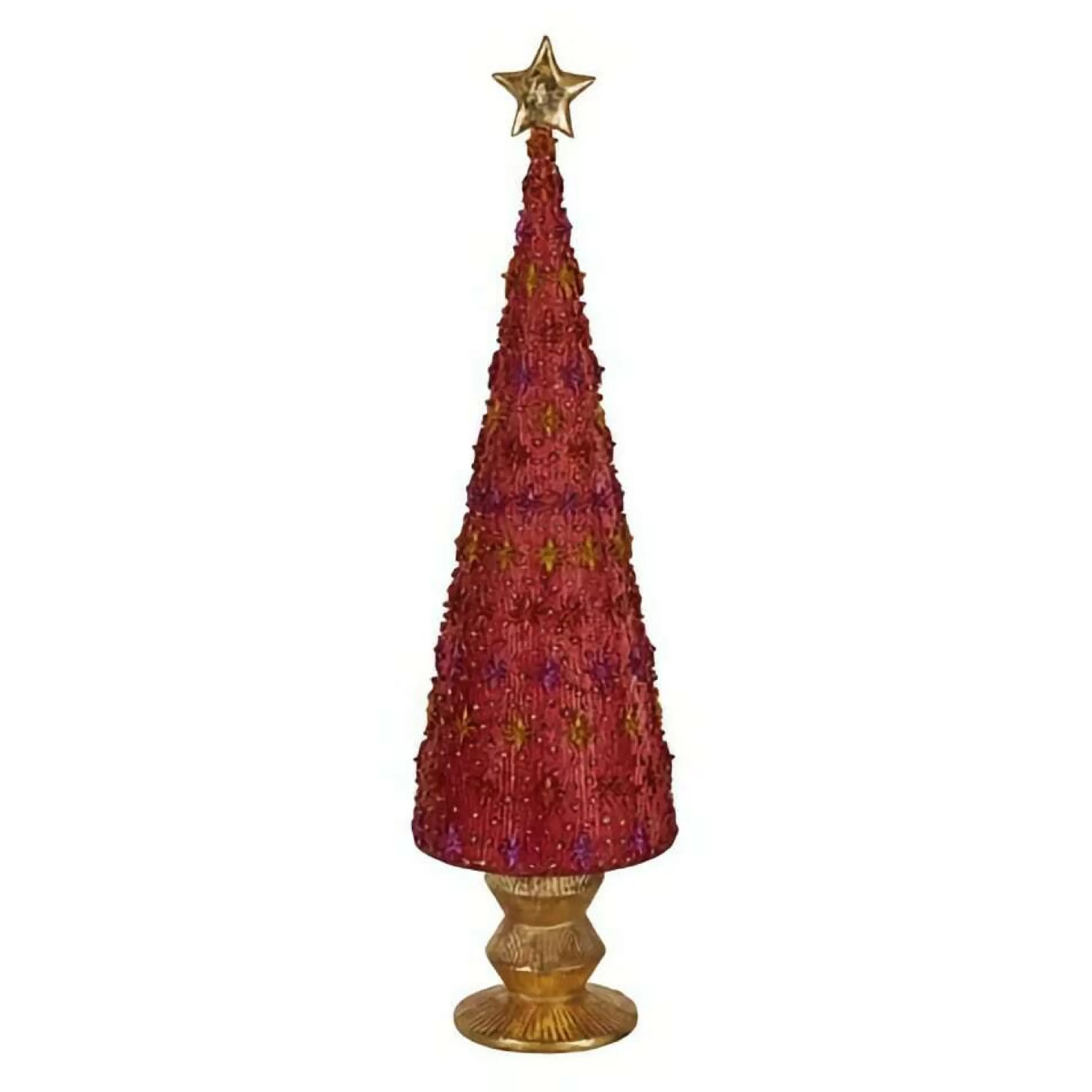 Best Sale * Cherry Red Starlight Sparkle Cone Tree - 43Cm