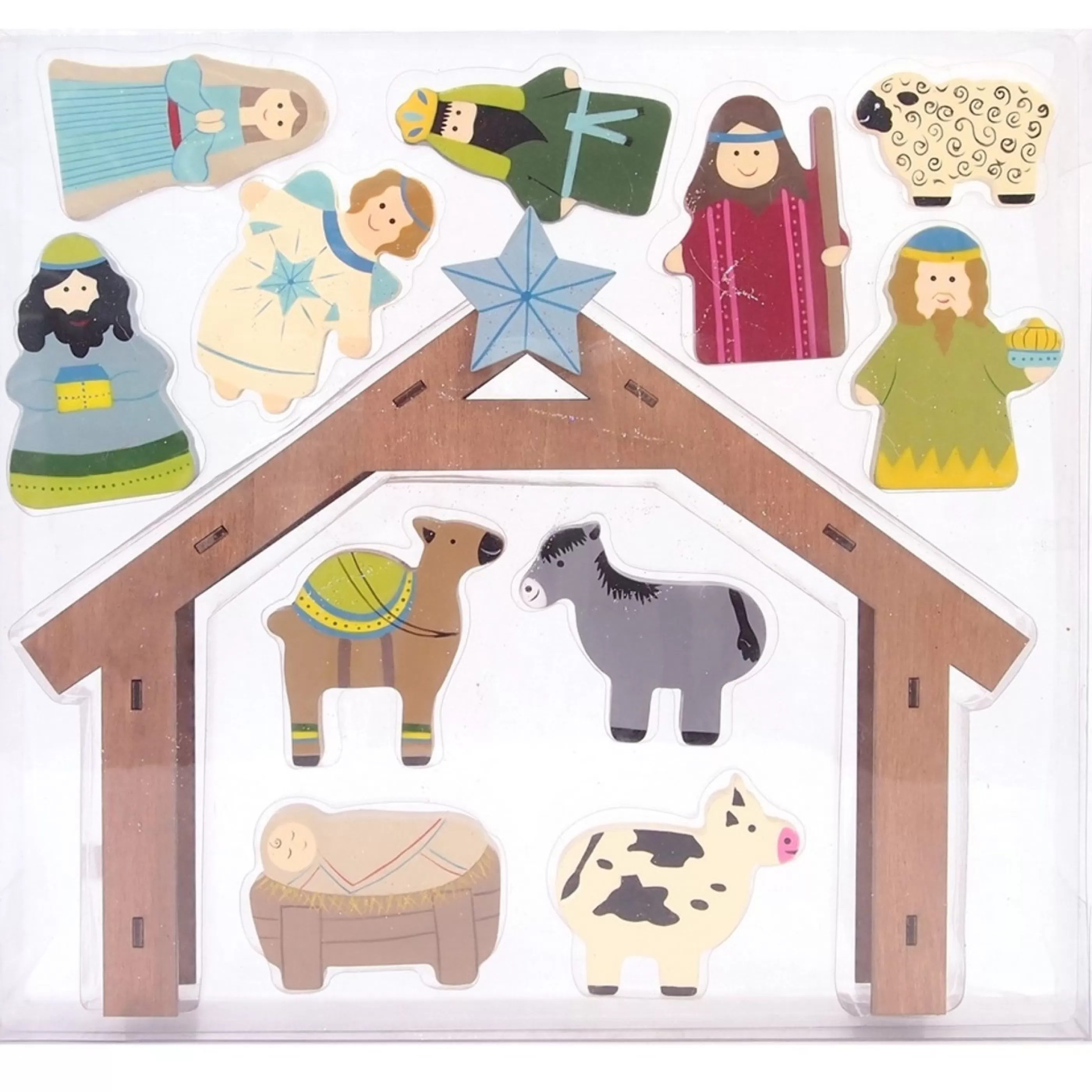 Flash Sale * Childrens Wooden Nativity Scene - 12Pc