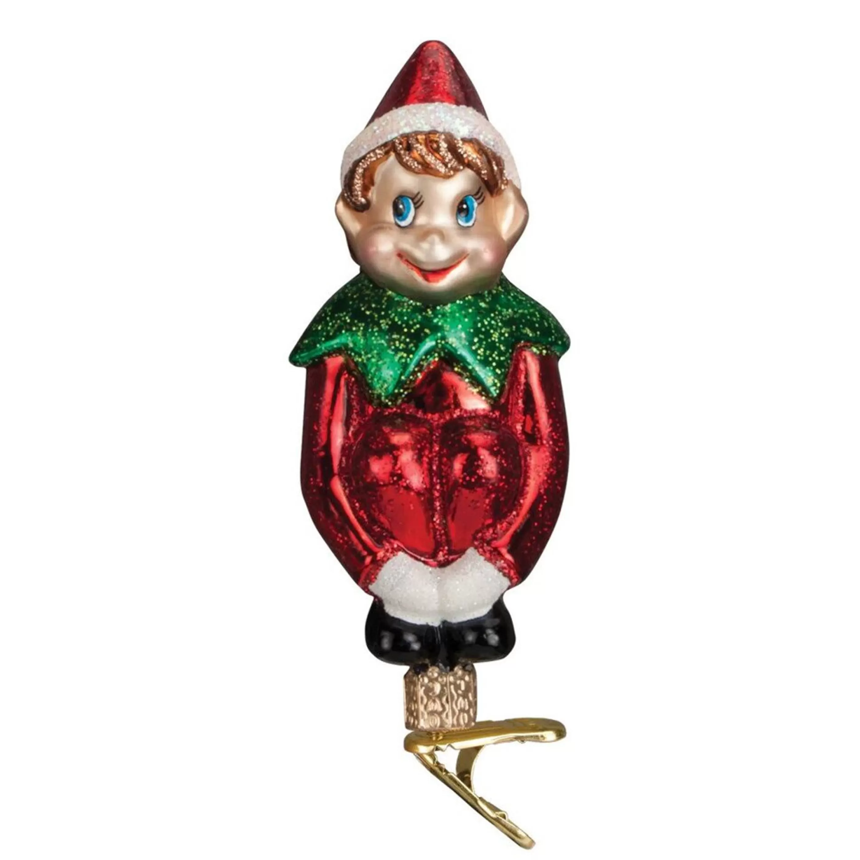 Old World Christmas Glass Glass Ornaments | Christmas Elf With Clip Glass Ornament - 10Cm