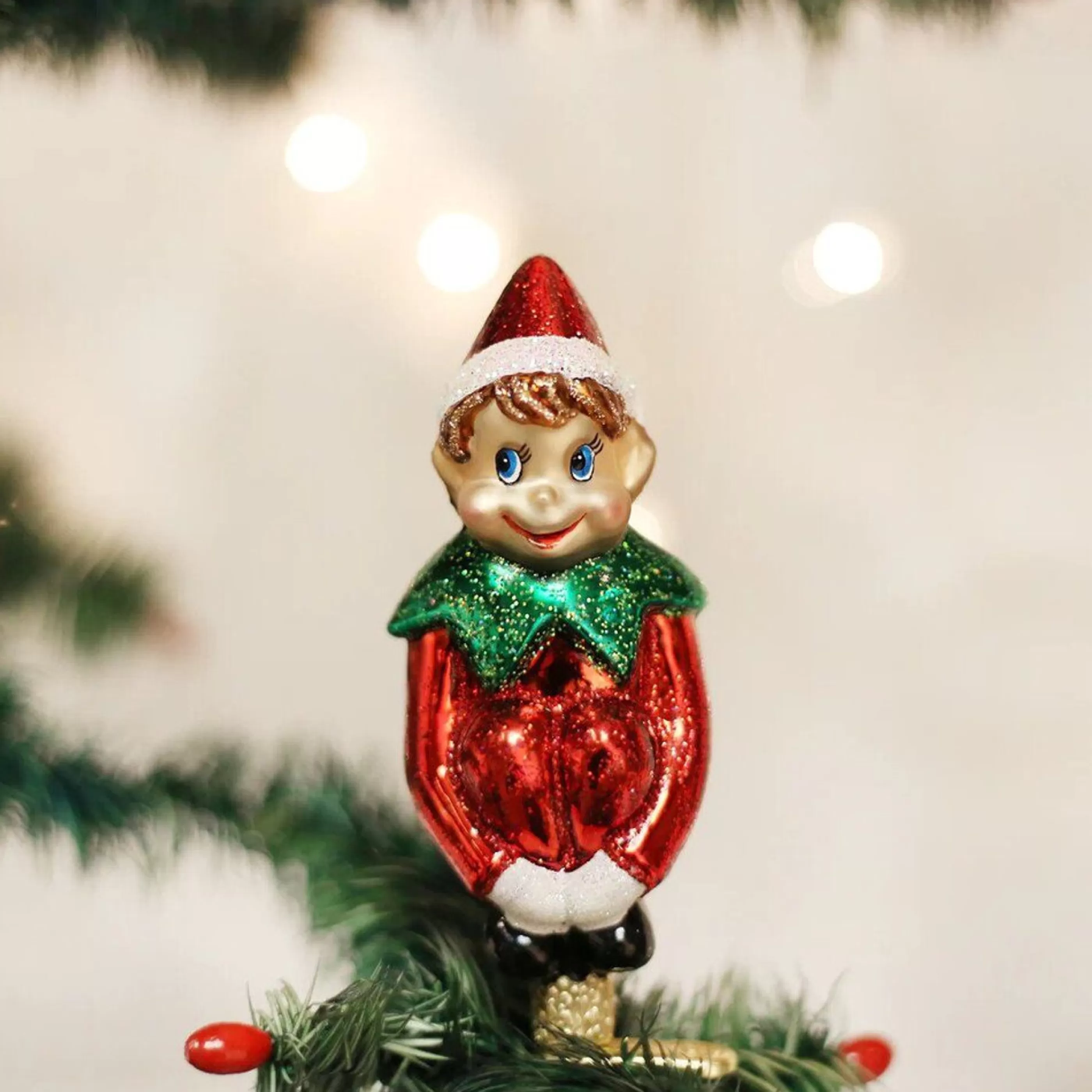 Old World Christmas Glass Glass Ornaments | Christmas Elf With Clip Glass Ornament - 10Cm