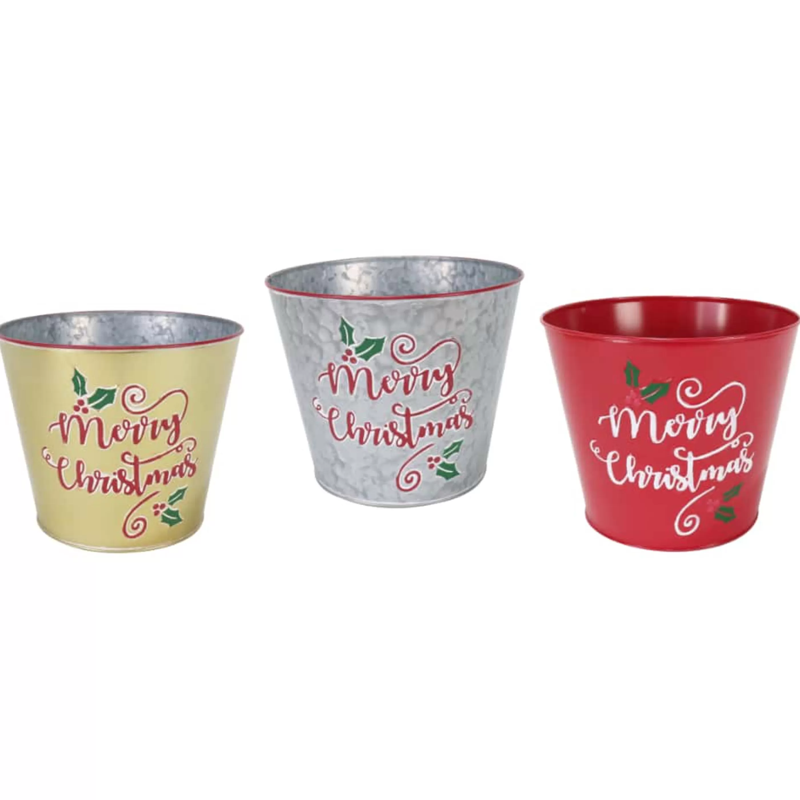 * Table Top Decorations | Christmas Metal Bucket (3 Colours) - 18.5Cm