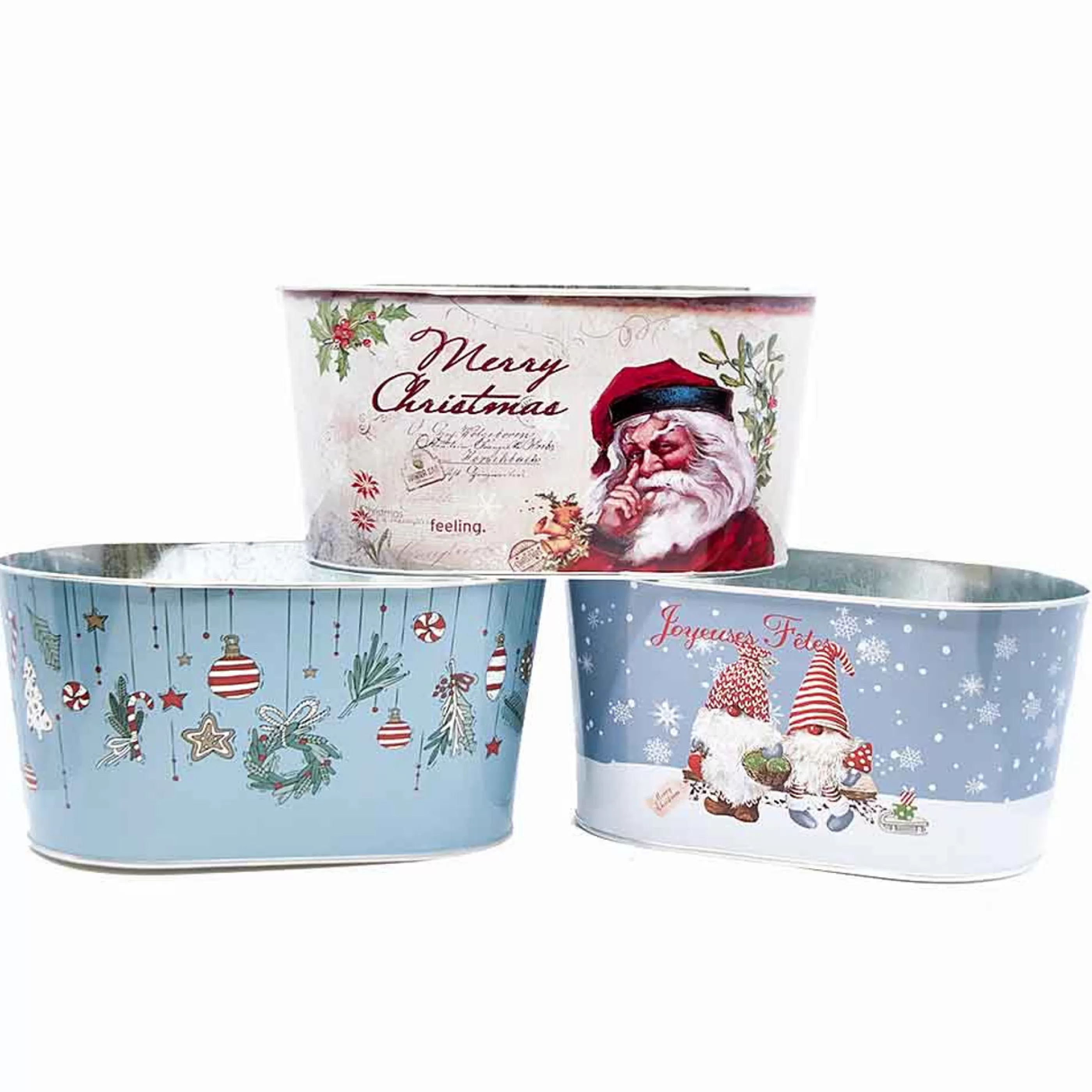 * Table Top Decorations | Christmas Metal Bucket (3 Styles) - 21Cm