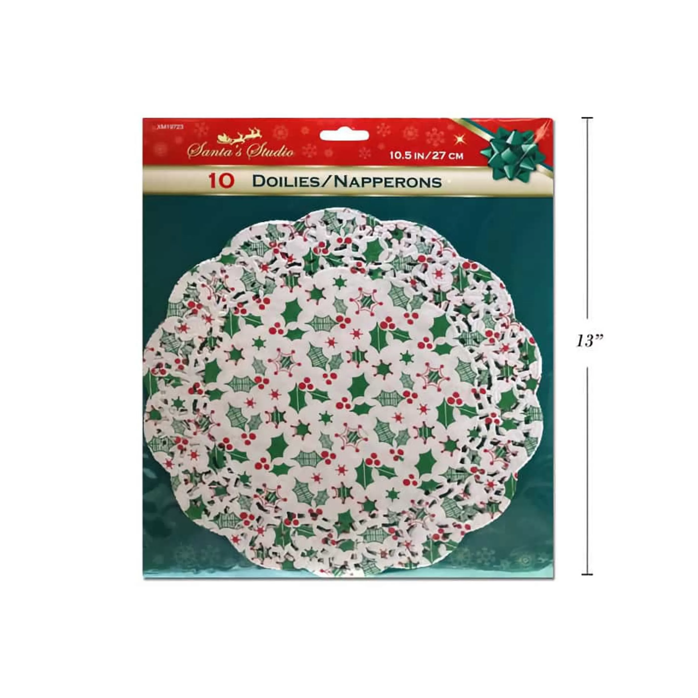 * Hanging Christmas Ornaments | Christmas Mistletoe Doilies (Pack Of 10) - 26.5Cm