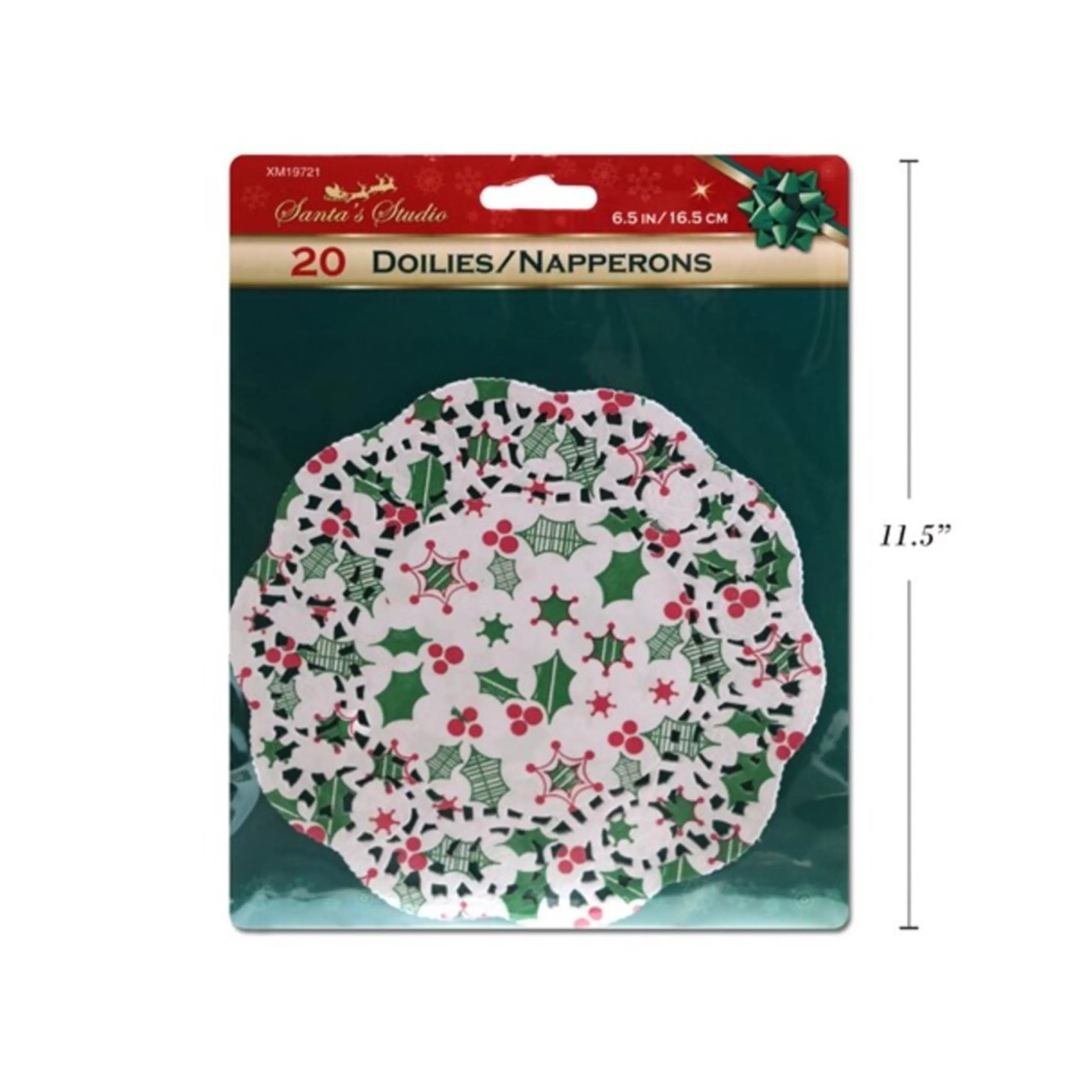 * Table Top Decorations | Christmas Mistletoe Doilies (Pack Of 20) - 16.5Cm