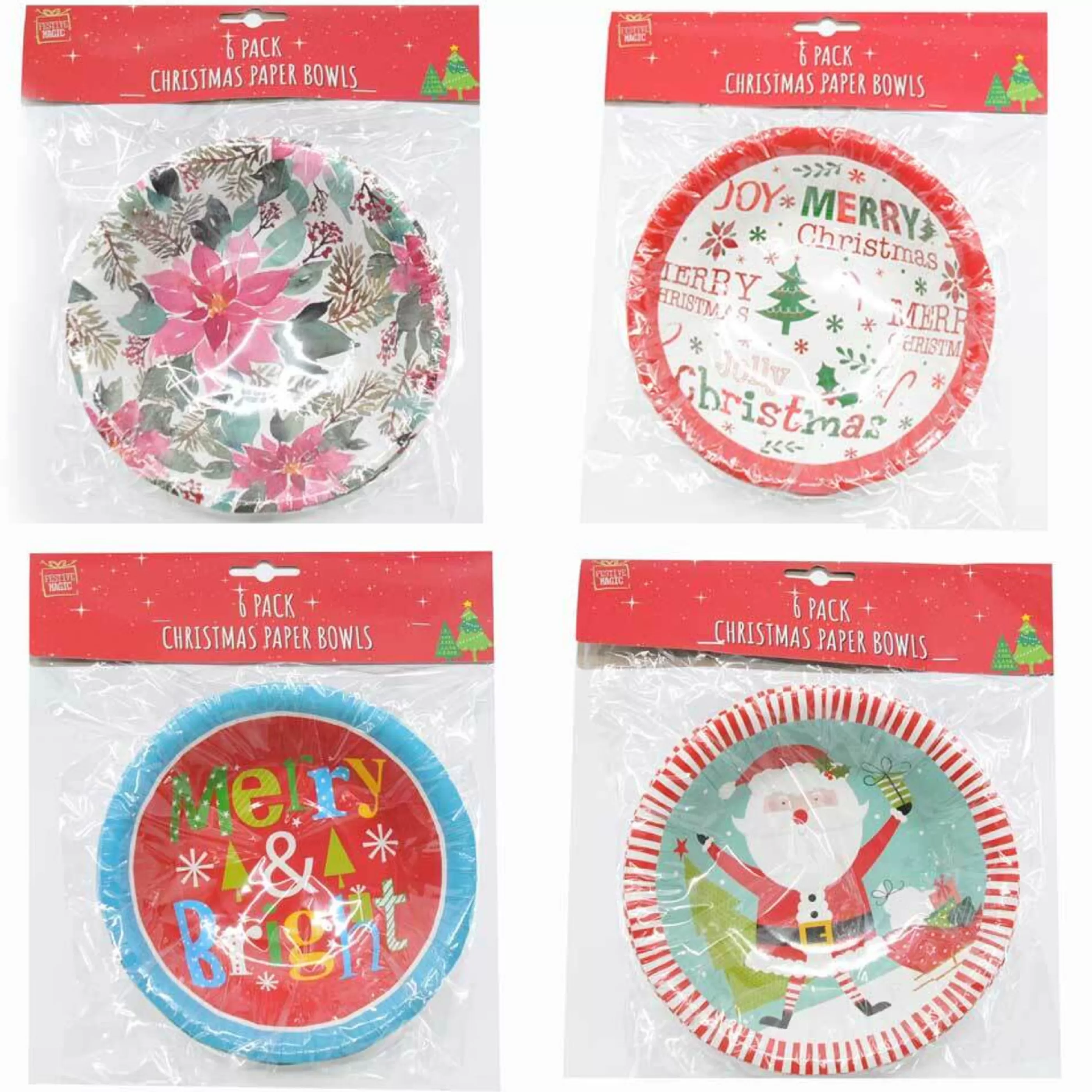 Outlet * Christmas Paper Dessert Bowls (4 Designs) - 6Pk