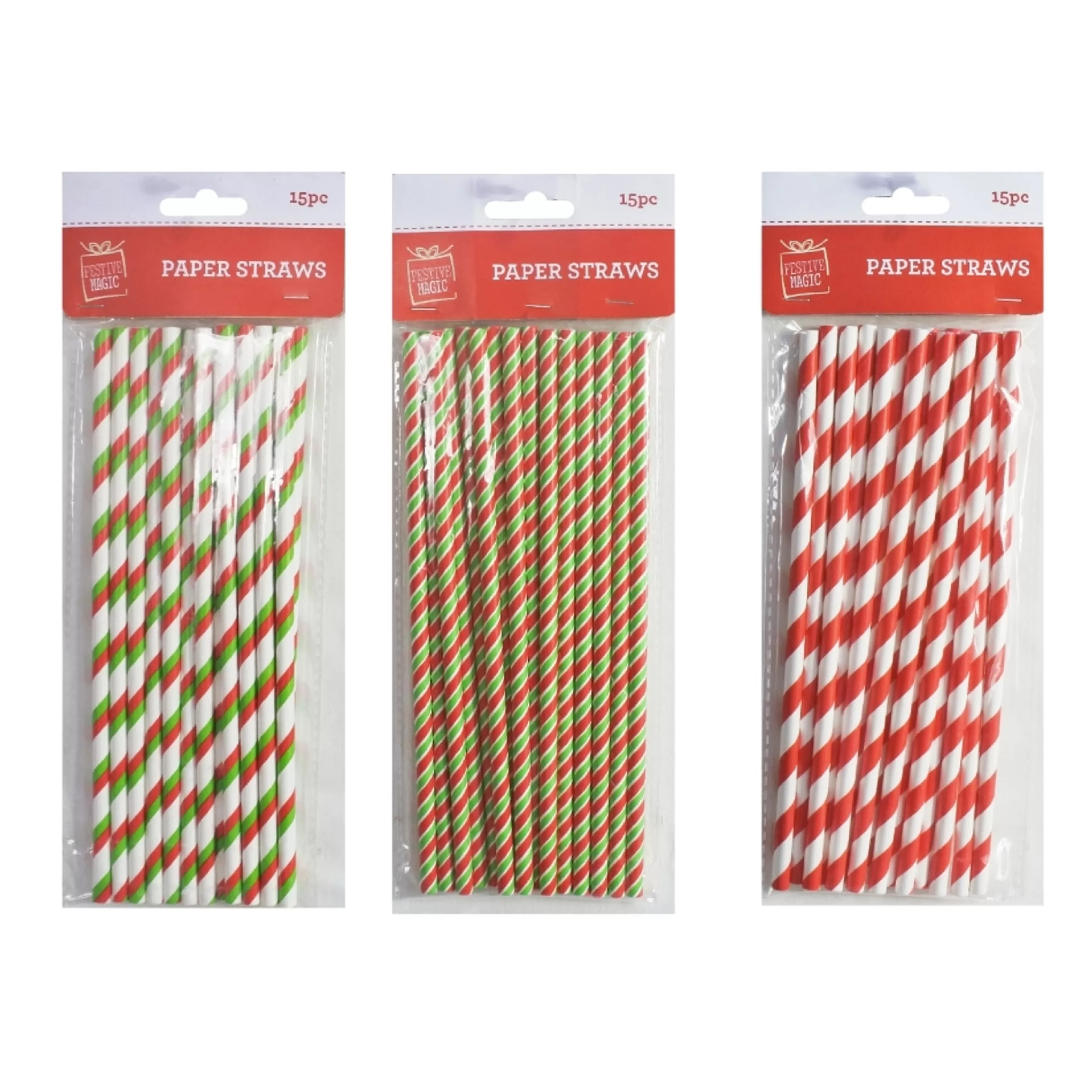 Store * Christmas Paper Straws - 15 Pack