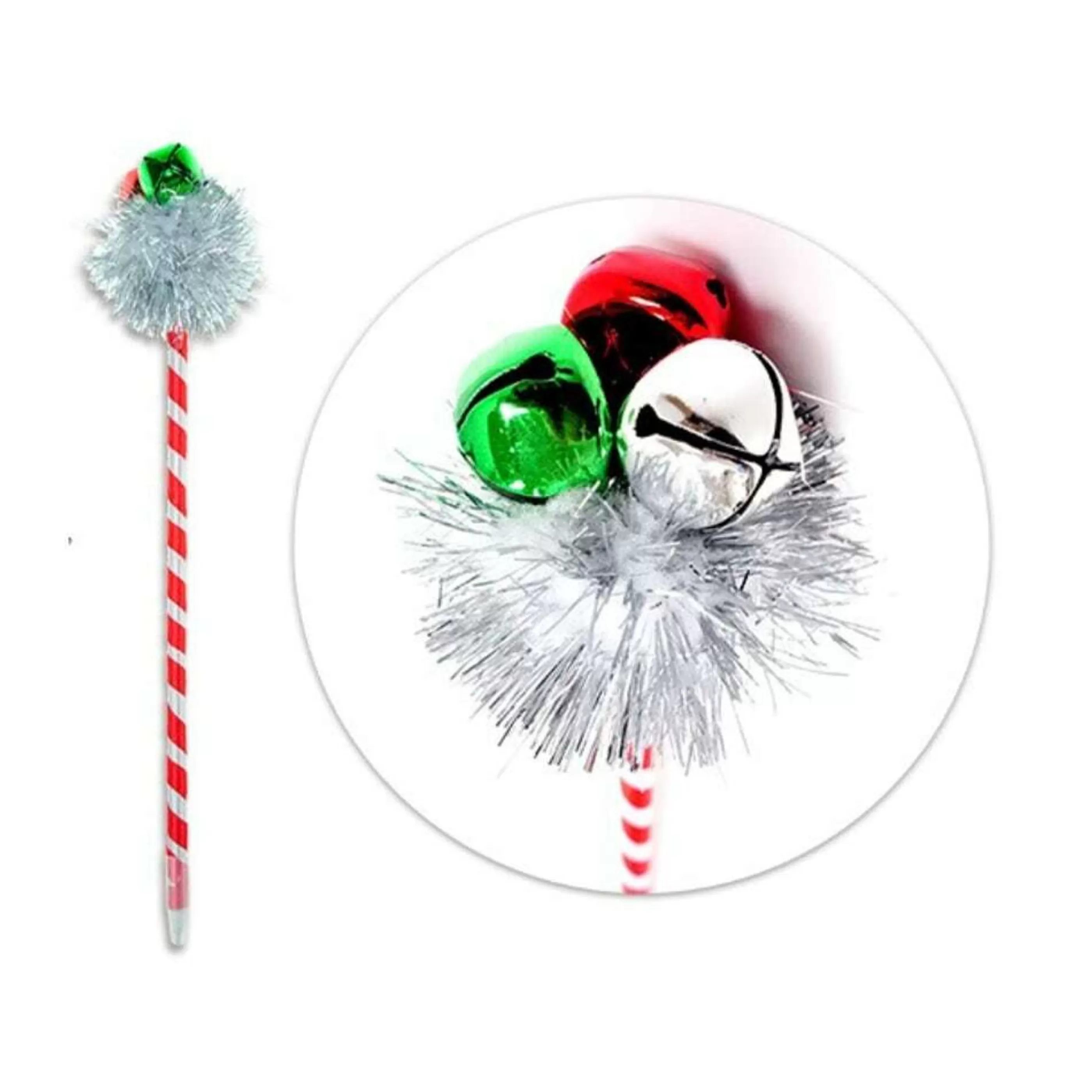 Discount * Christmas Pen Jingle Bell Tinsel Pompoms - 24Cm