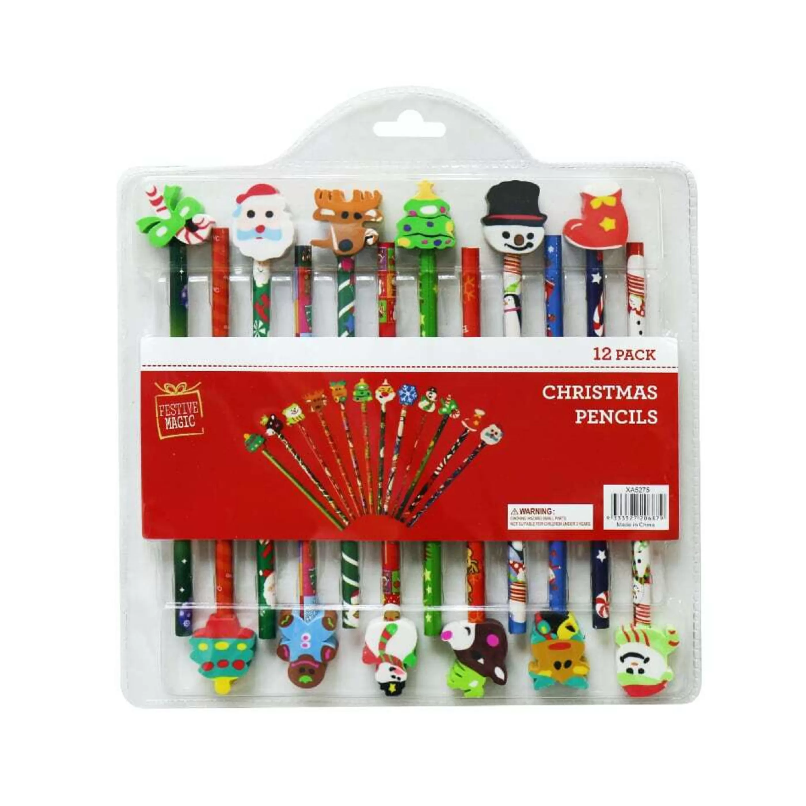 Best * Christmas Pencils With Erasers (Pack Of 12)