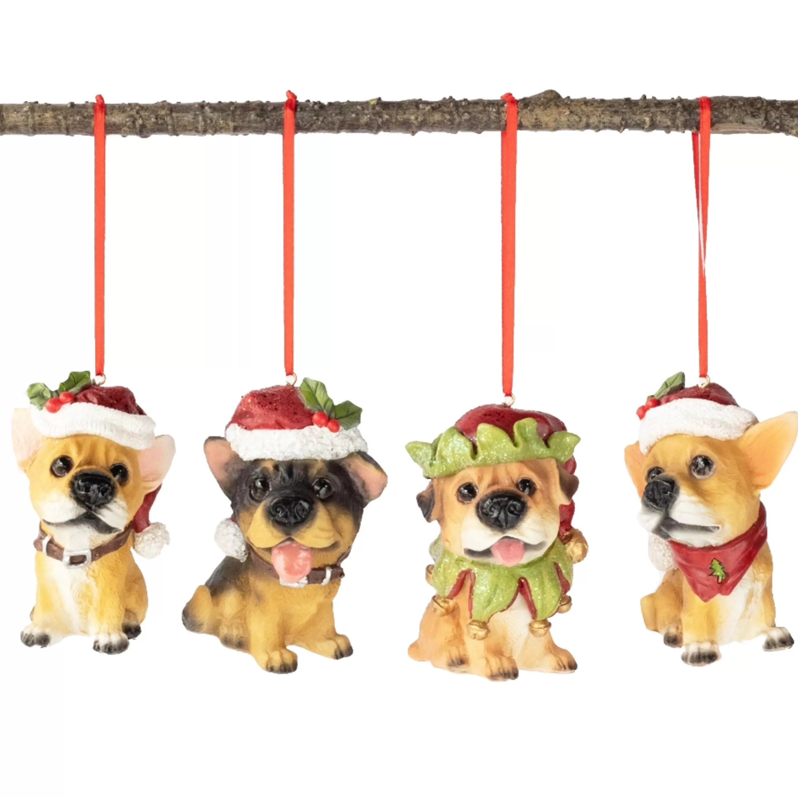 * Hanging Christmas Ornaments | Christmas Puppy Ornaments (4 Styles) - 9.1Cm