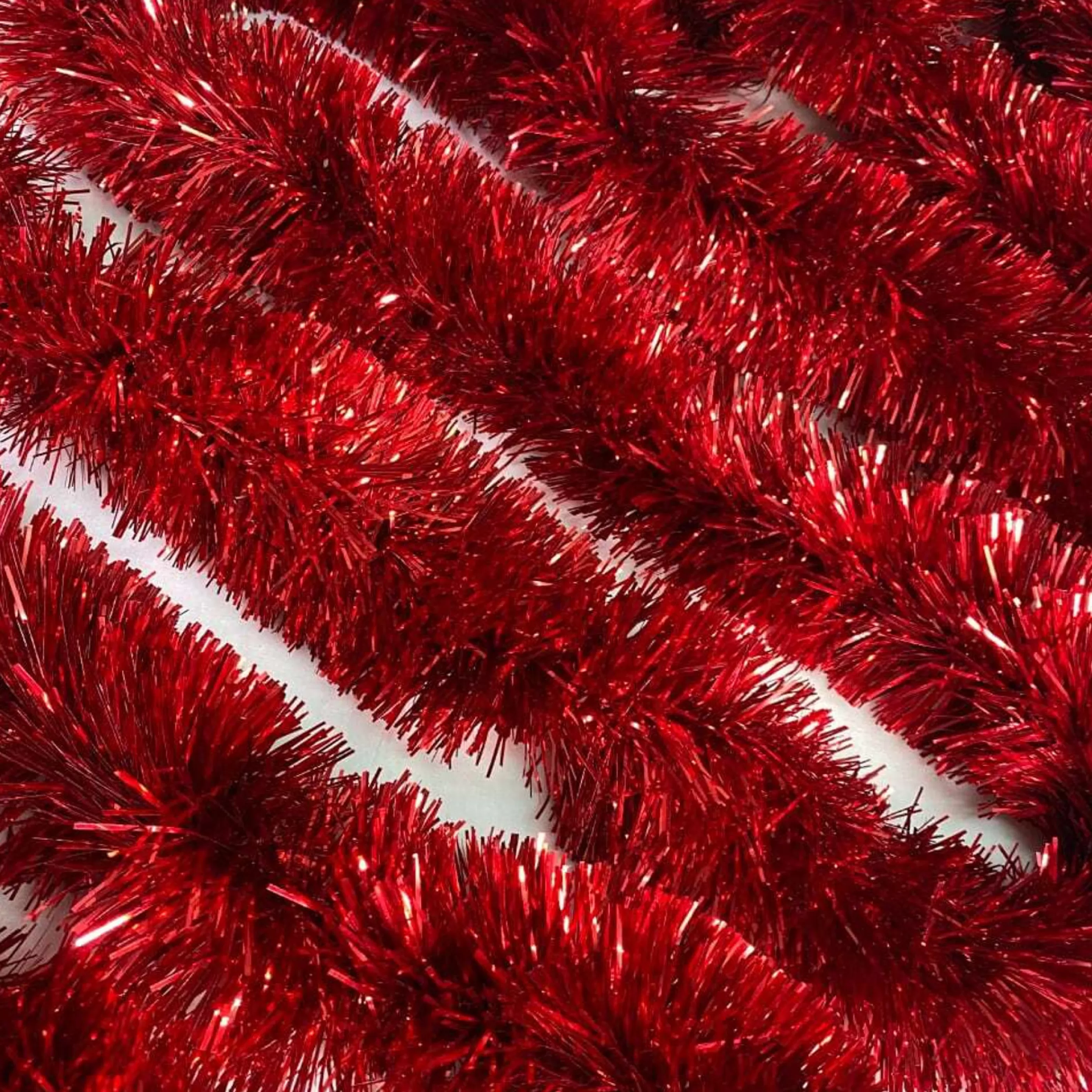 * Christmas Tinsel & Foil Decorations | Christmas Red Tinsel Plush (12 Ply) - 5M