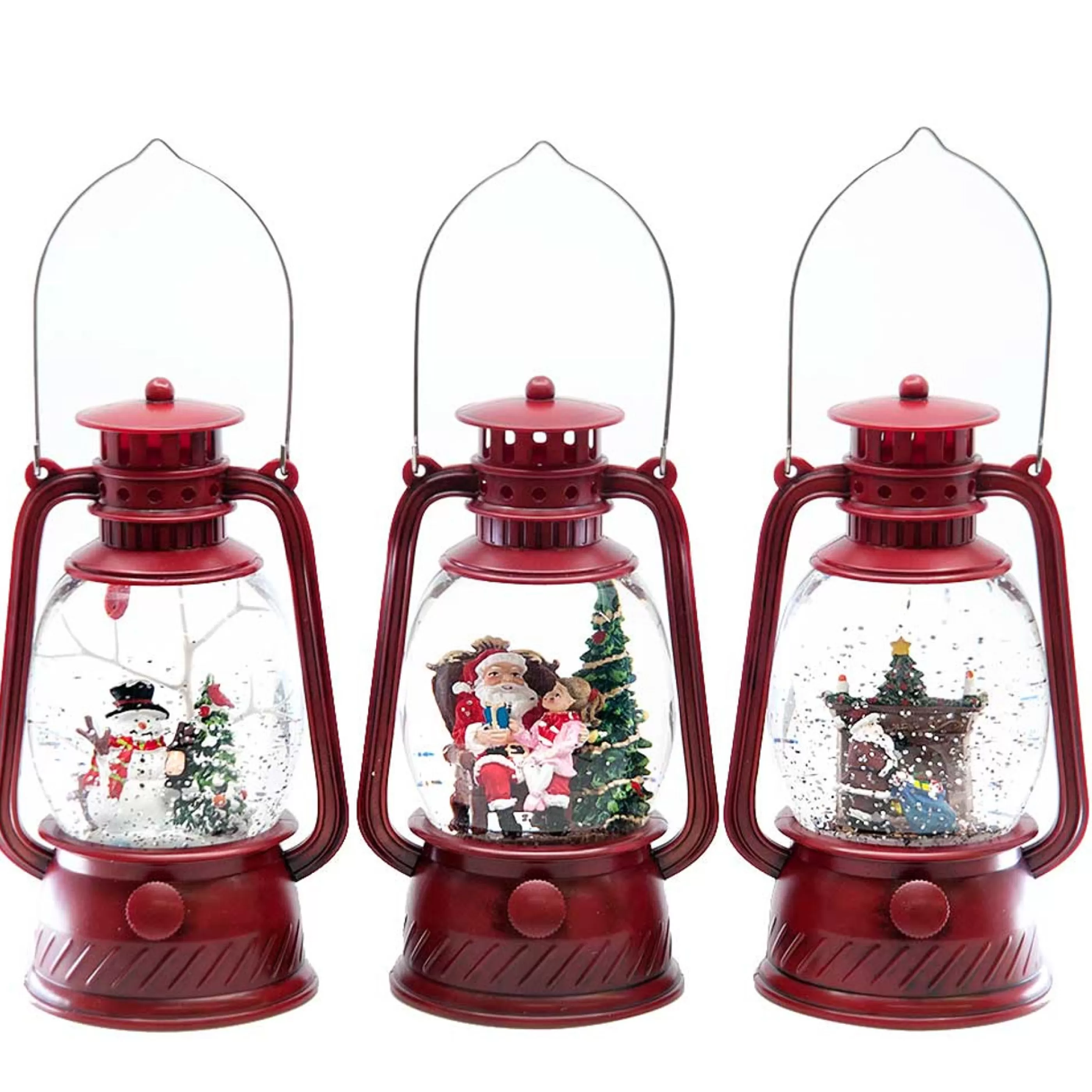 * Table Top Decorations | Christmas Scene In Red Water Lantern (3 Styles) - 31Cm