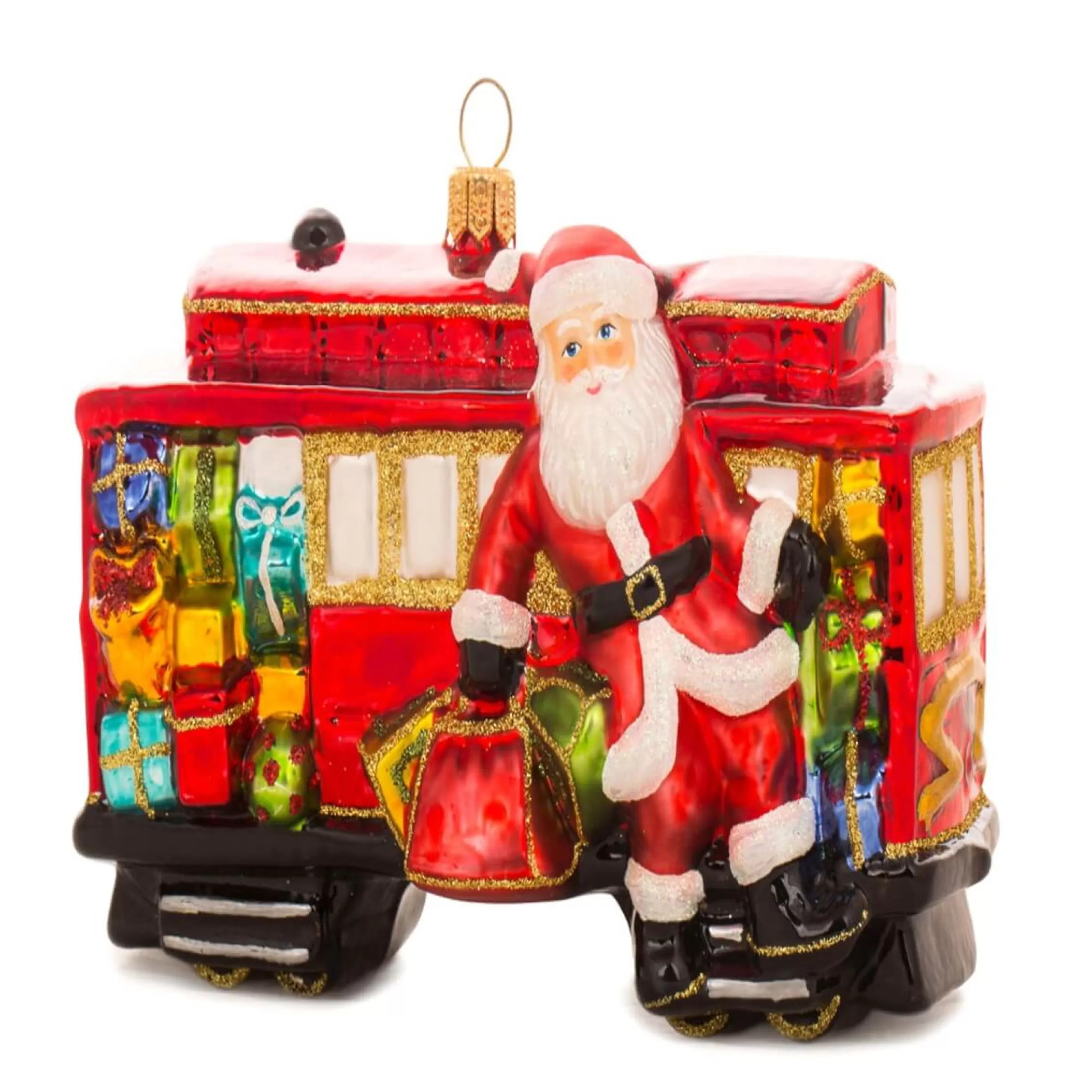 * Hanging Christmas Ornaments | Christmas Tram With Santa Riding On The Side - 14.5Cm