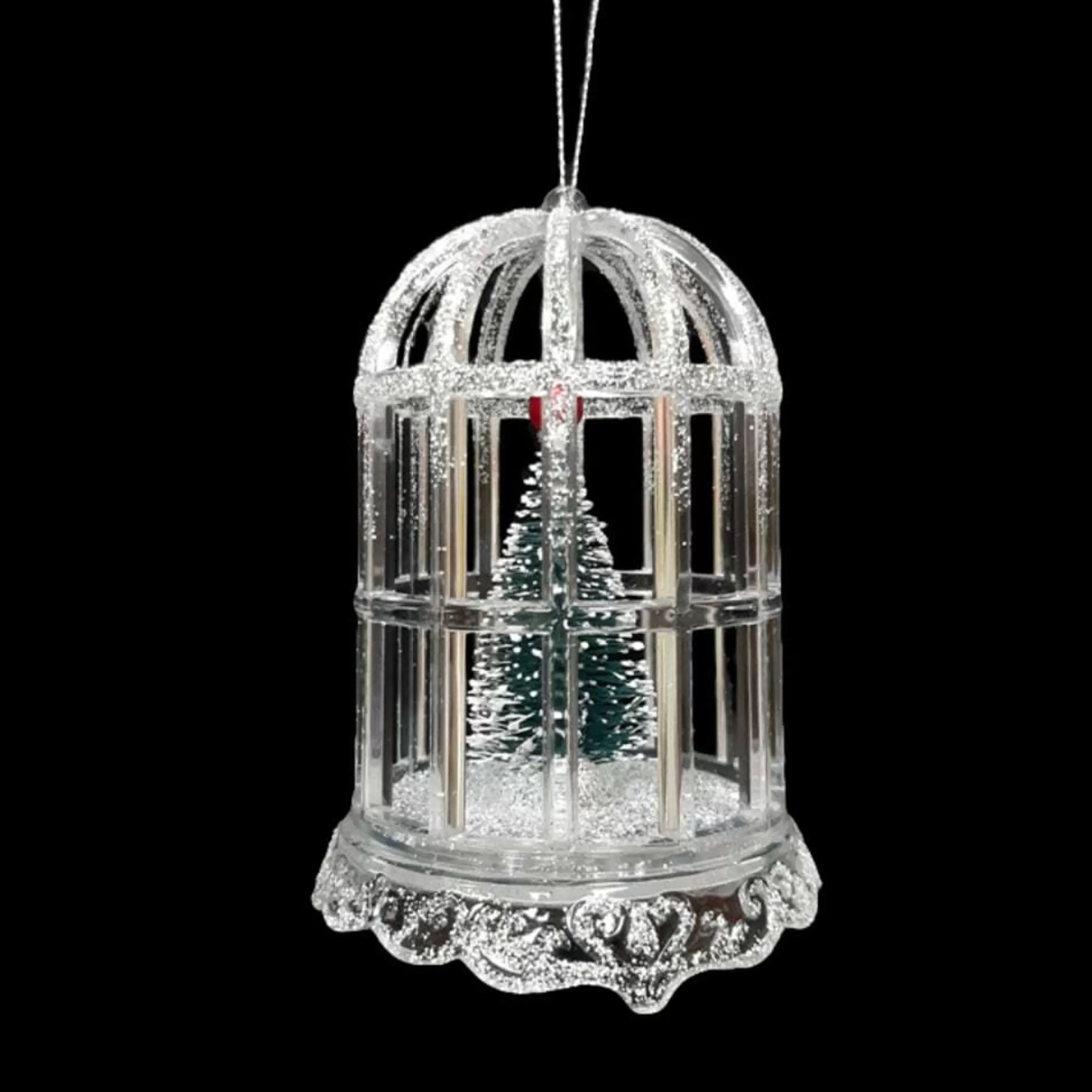 * Hanging Christmas Ornaments | Christmas Tree In Acrylic Cage - 12Cm