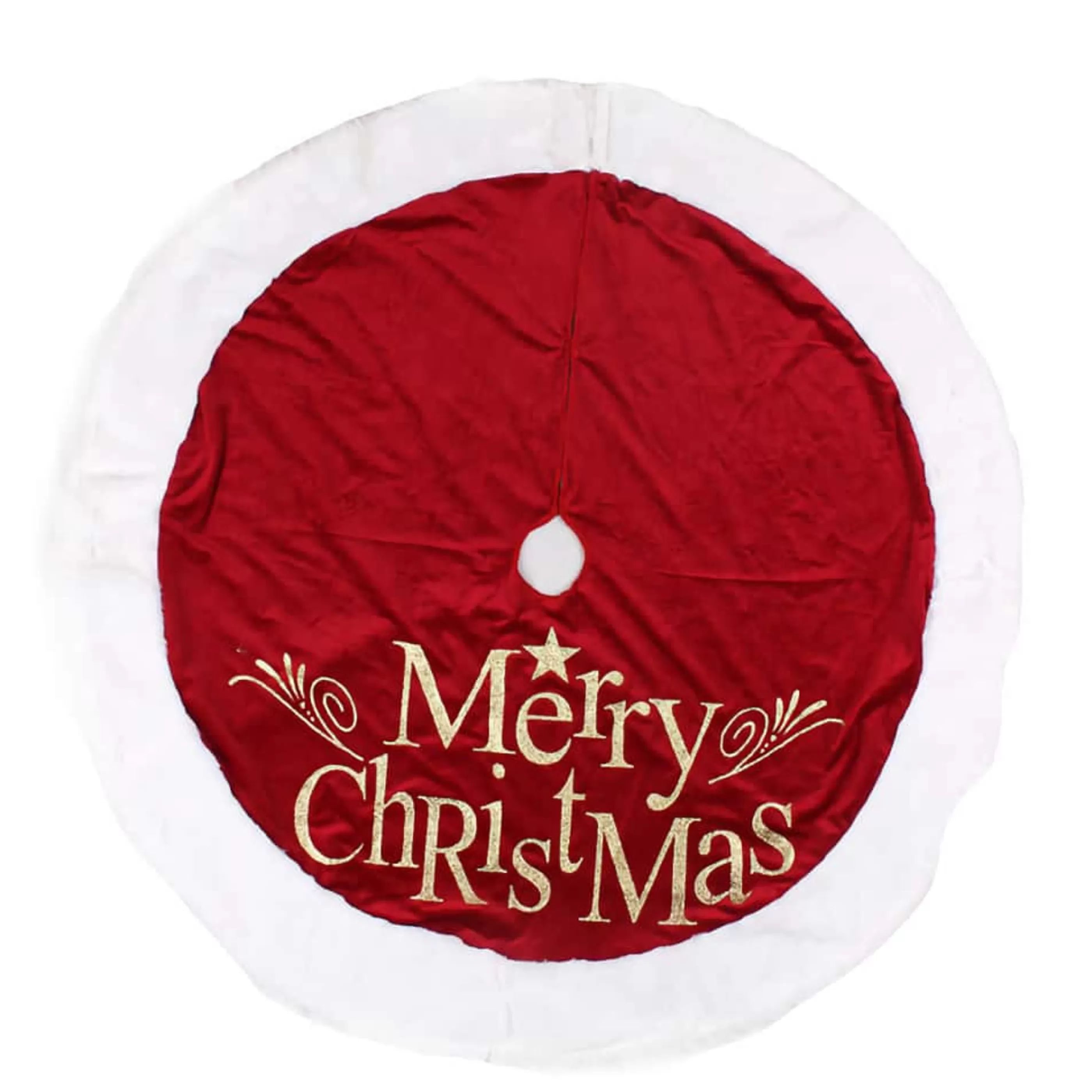 Fashion * Christmas Tree Skirt Velvet Burgundy "Merry Christmas" - 100Cm