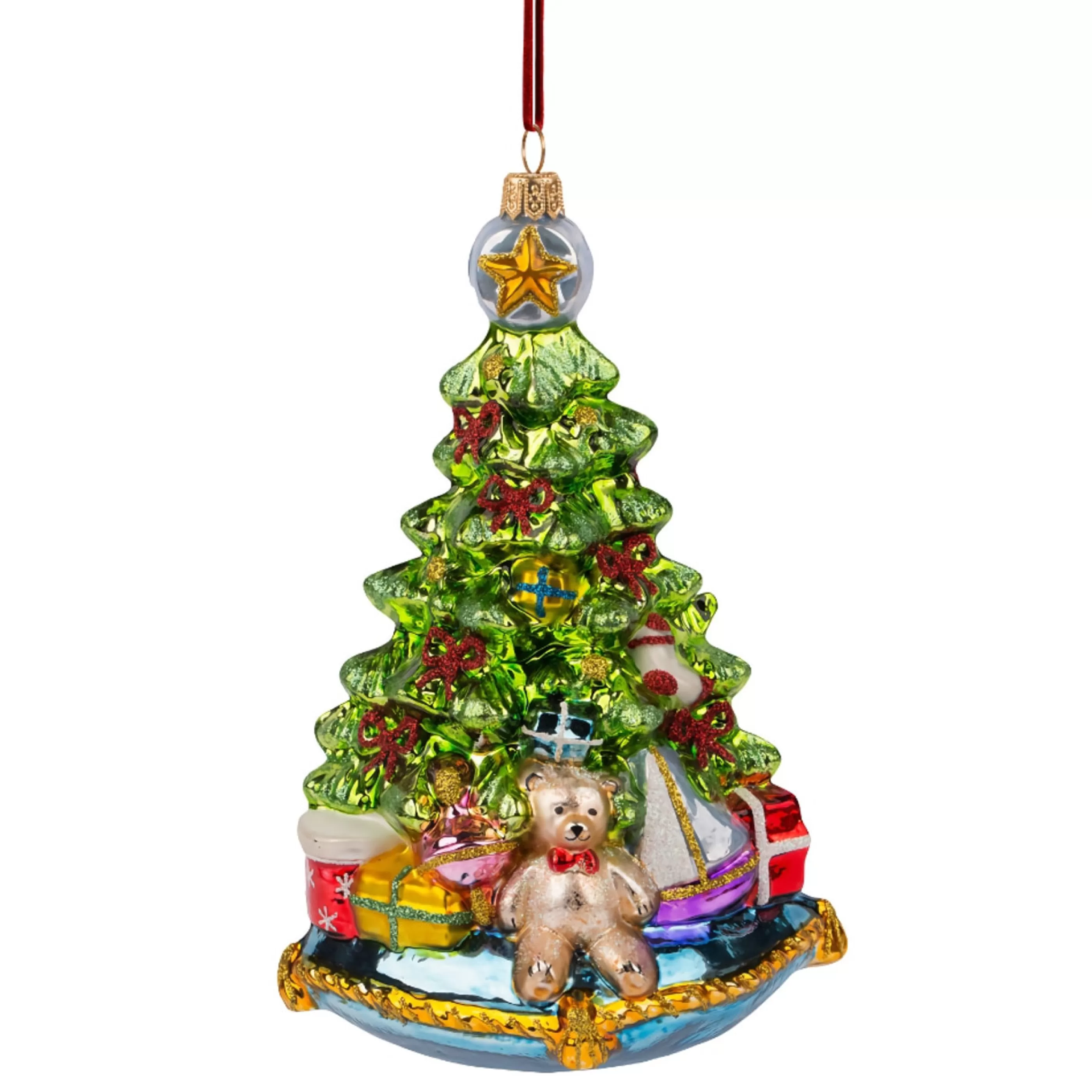 * Glass Ornaments | Christmas Tree With Presents Underneath - 18Cm