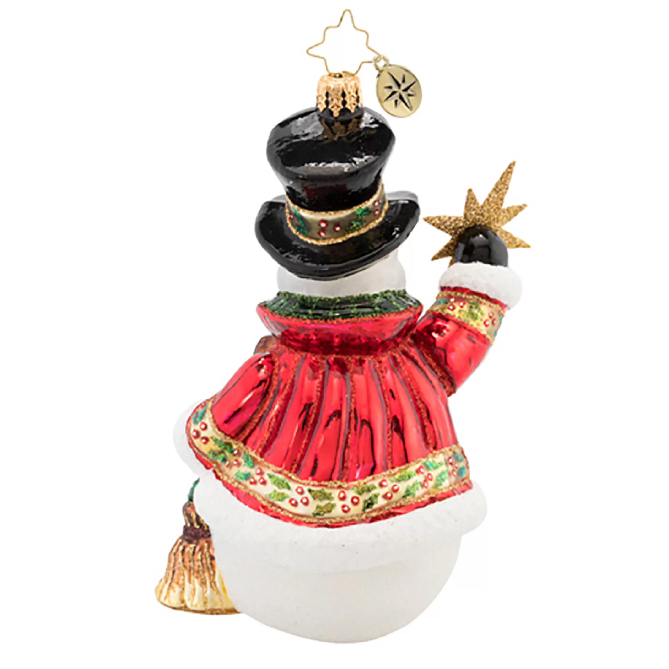 Christopher Radko Hanging Christmas Ornaments | Glass Star Struck Snowman Ornament - 14Cm