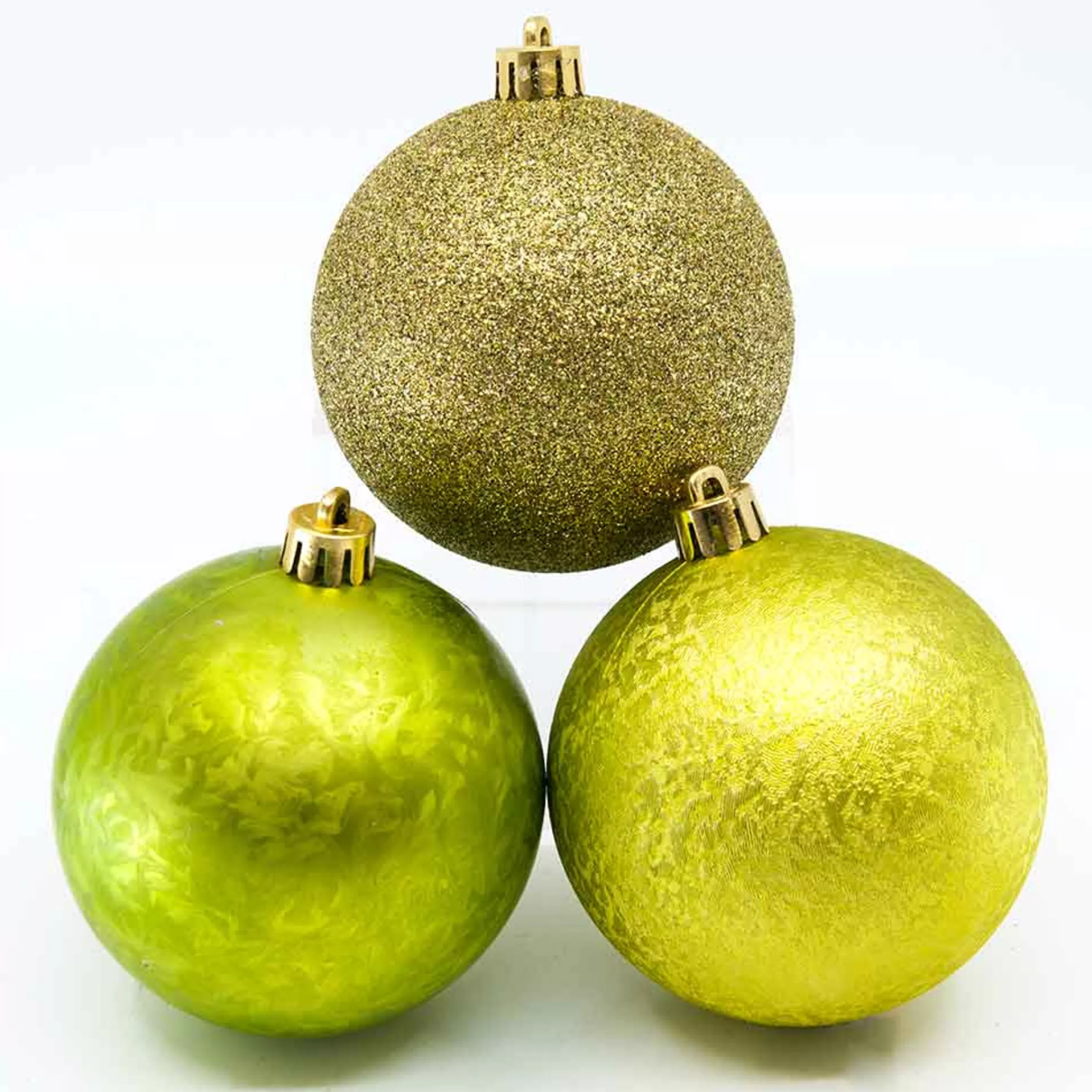 * Hanging Christmas Ornaments | Citrus Green Textured Baubles (Pack Of 6) - 80Mm