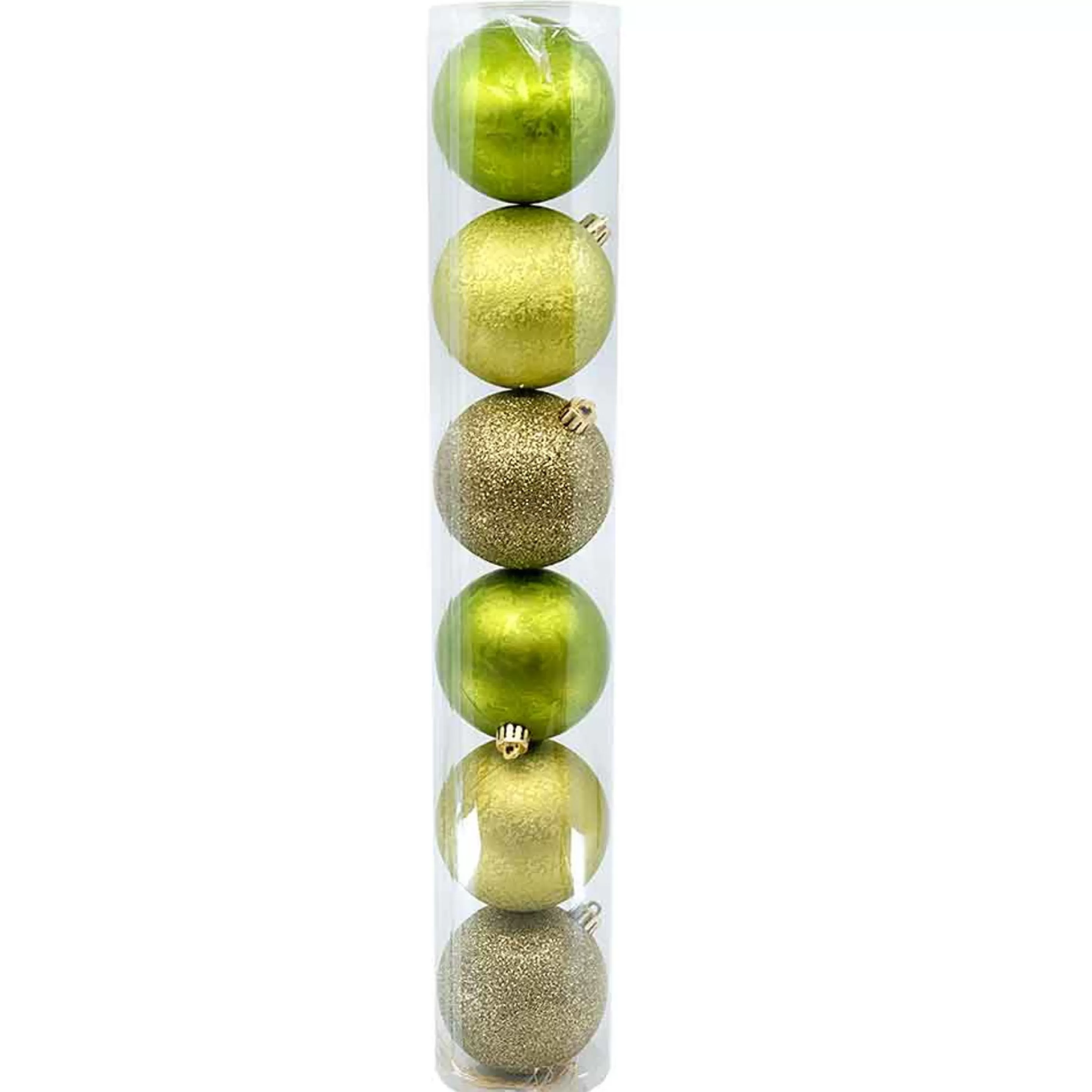 * Hanging Christmas Ornaments | Citrus Green Textured Baubles (Pack Of 6) - 80Mm