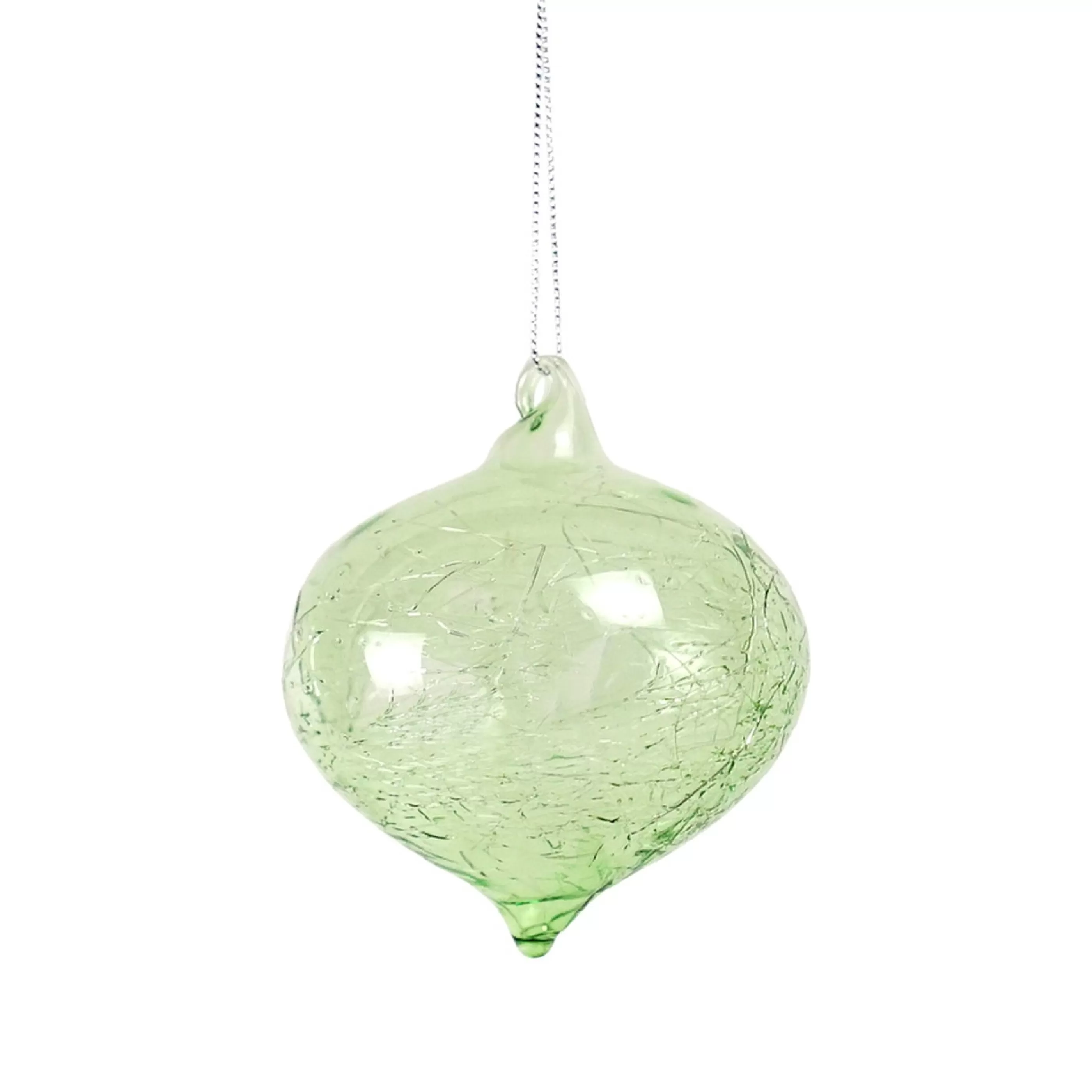 * Hanging Christmas Ornaments | Clear Mint Glass Onion Ornament - 9.5Cm