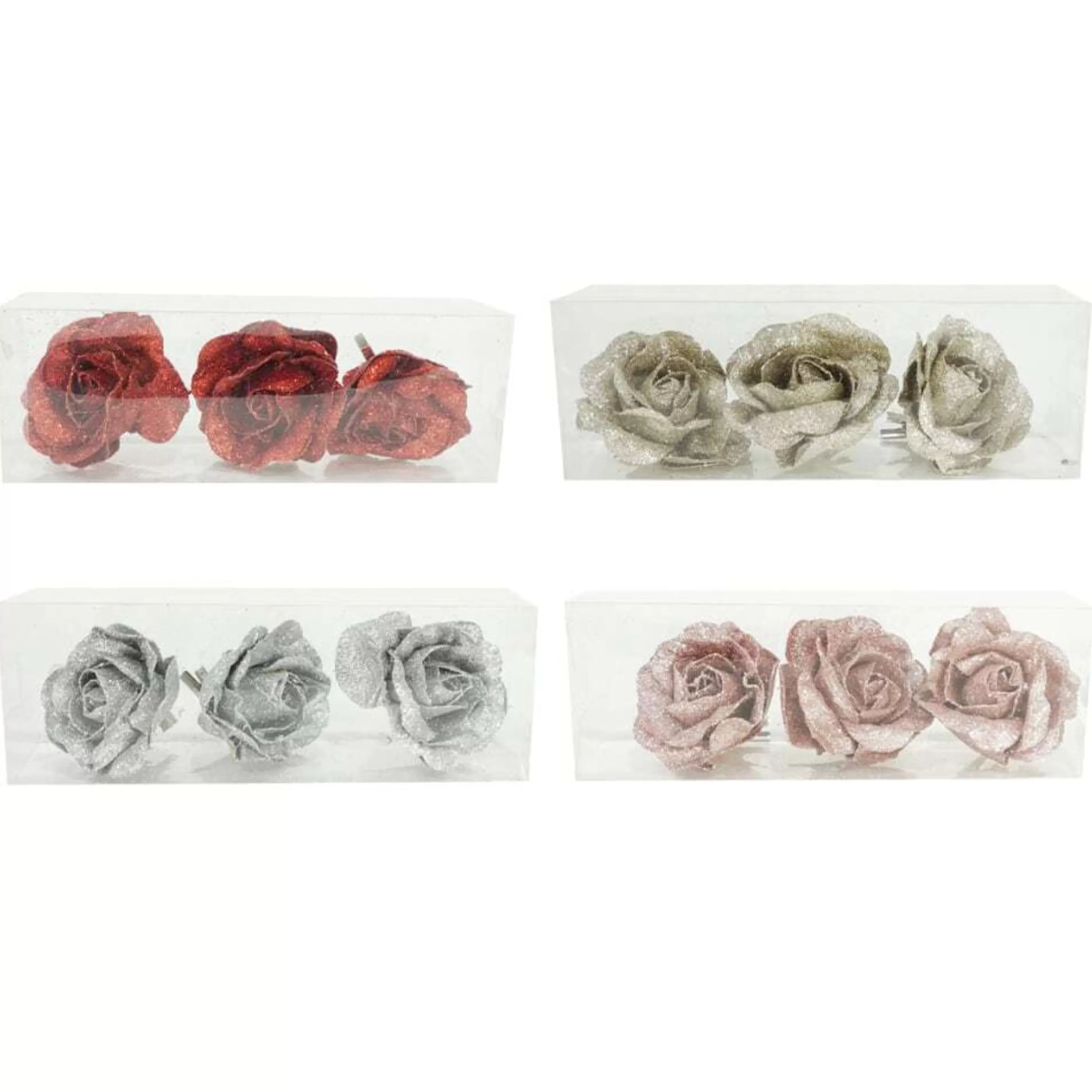 * Floristry | Clip On Mini Glitter Rose (Set Of 3)