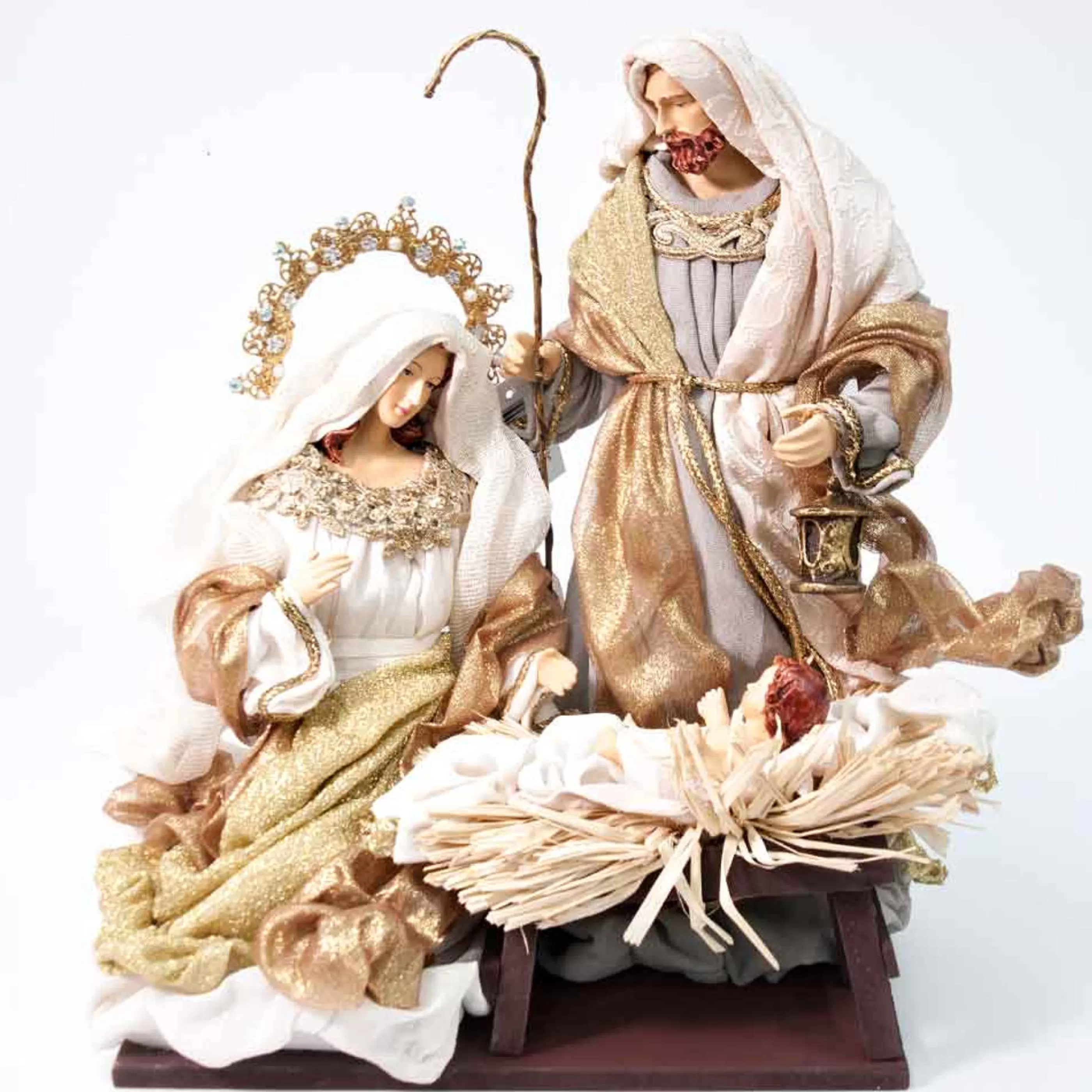 Fashion * Copper Gold Martin Holy Family On Base - 35Cm