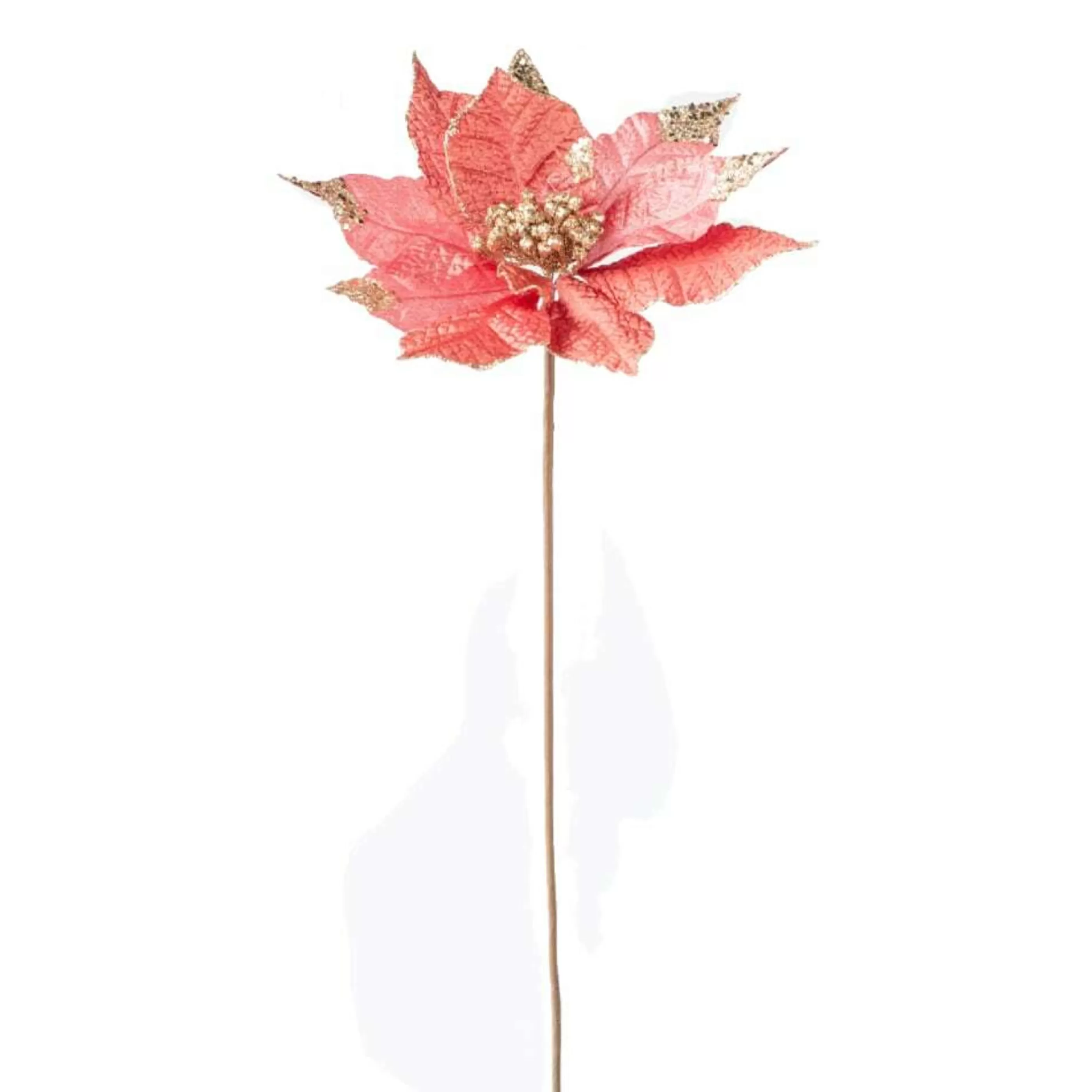 * Poinsettia Decorations | Copper Pionsettia Spray With Stem - 63Cm