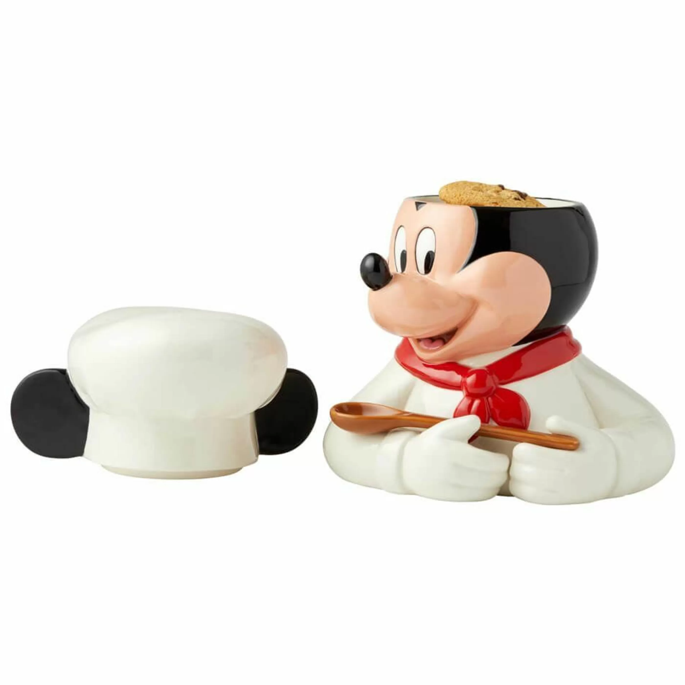 Disney Christmas Decorations Table Top Decorations | Cream Red Chef Mickey Cookie Jar - 28Cm