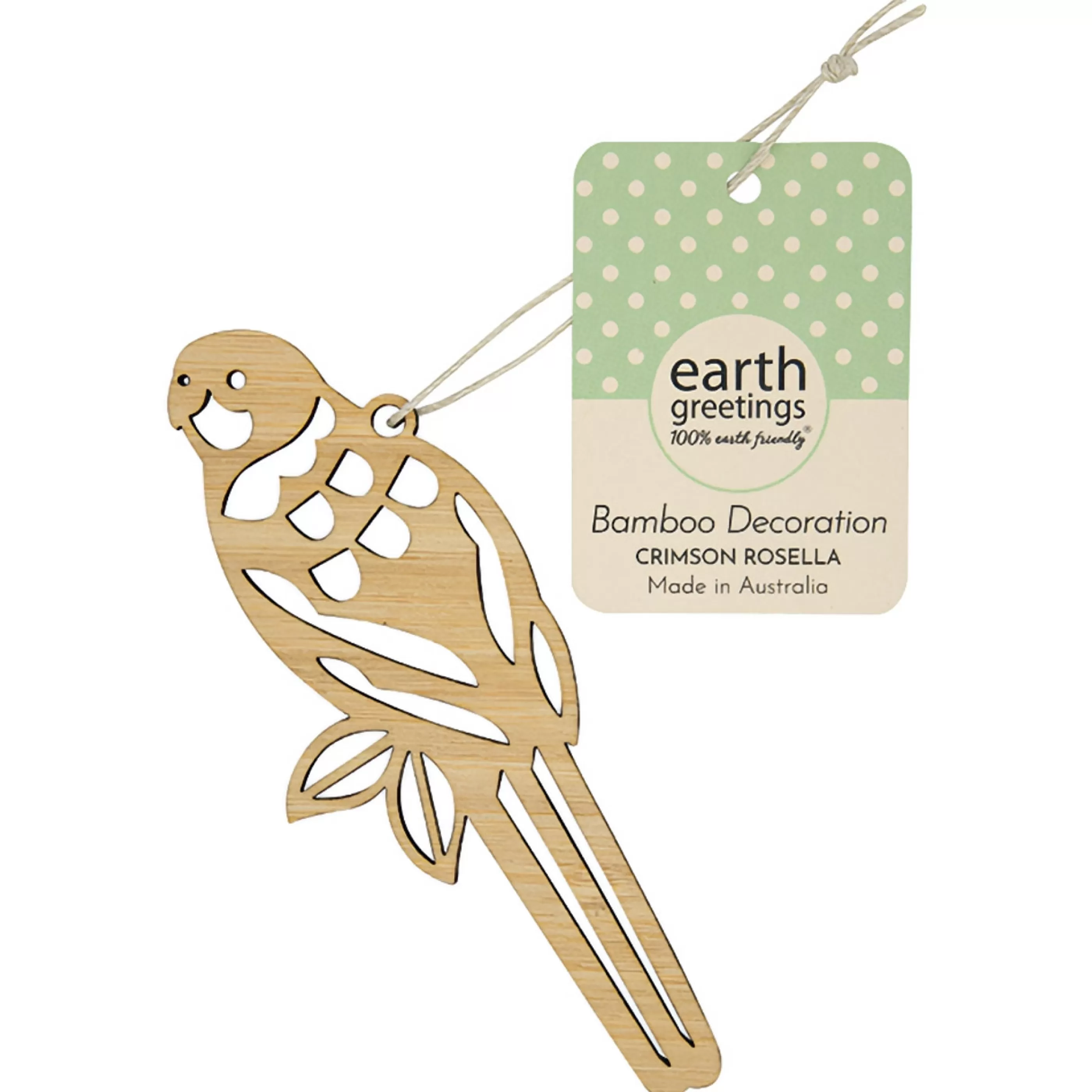 * Hanging Christmas Ornaments | Crimson Rosella Bamboo Decoration - 10Cm