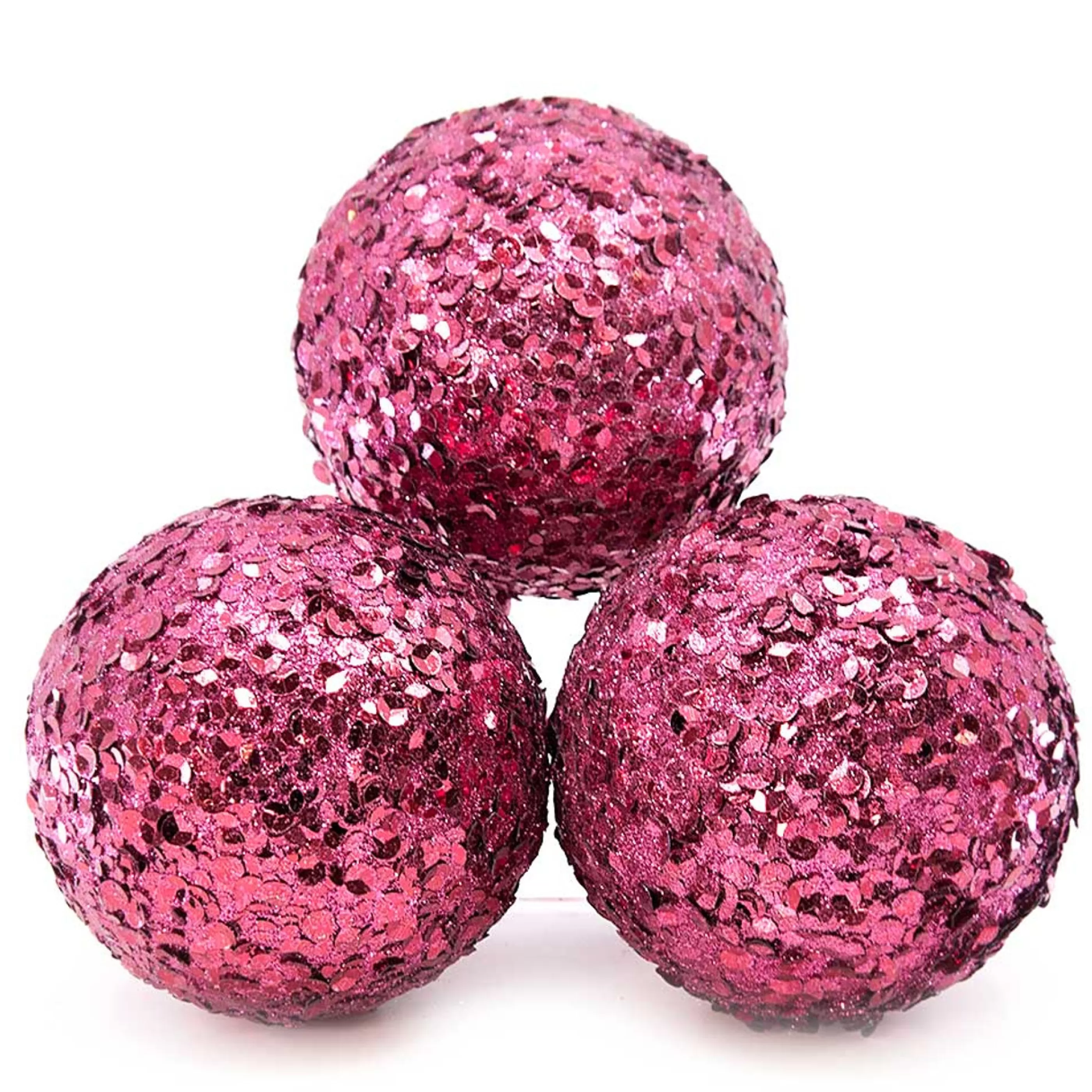 * Hanging Christmas Baubles | Dark Pink Sparkle Sequin Hanging Bauble - 10Cm