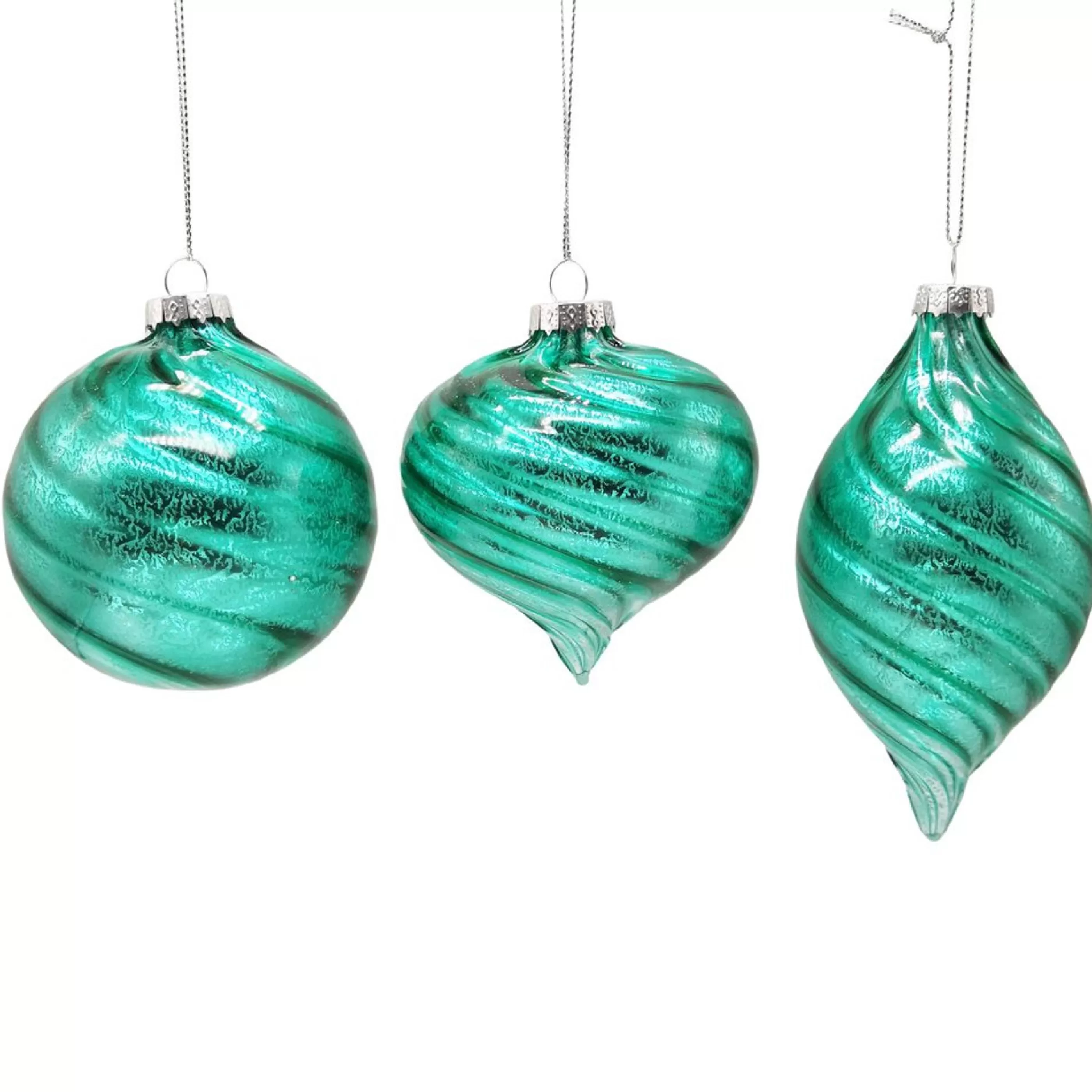 * Hanging Christmas Ornaments | Dark Teal Glass Bauble (3 Styles) - 8Cm