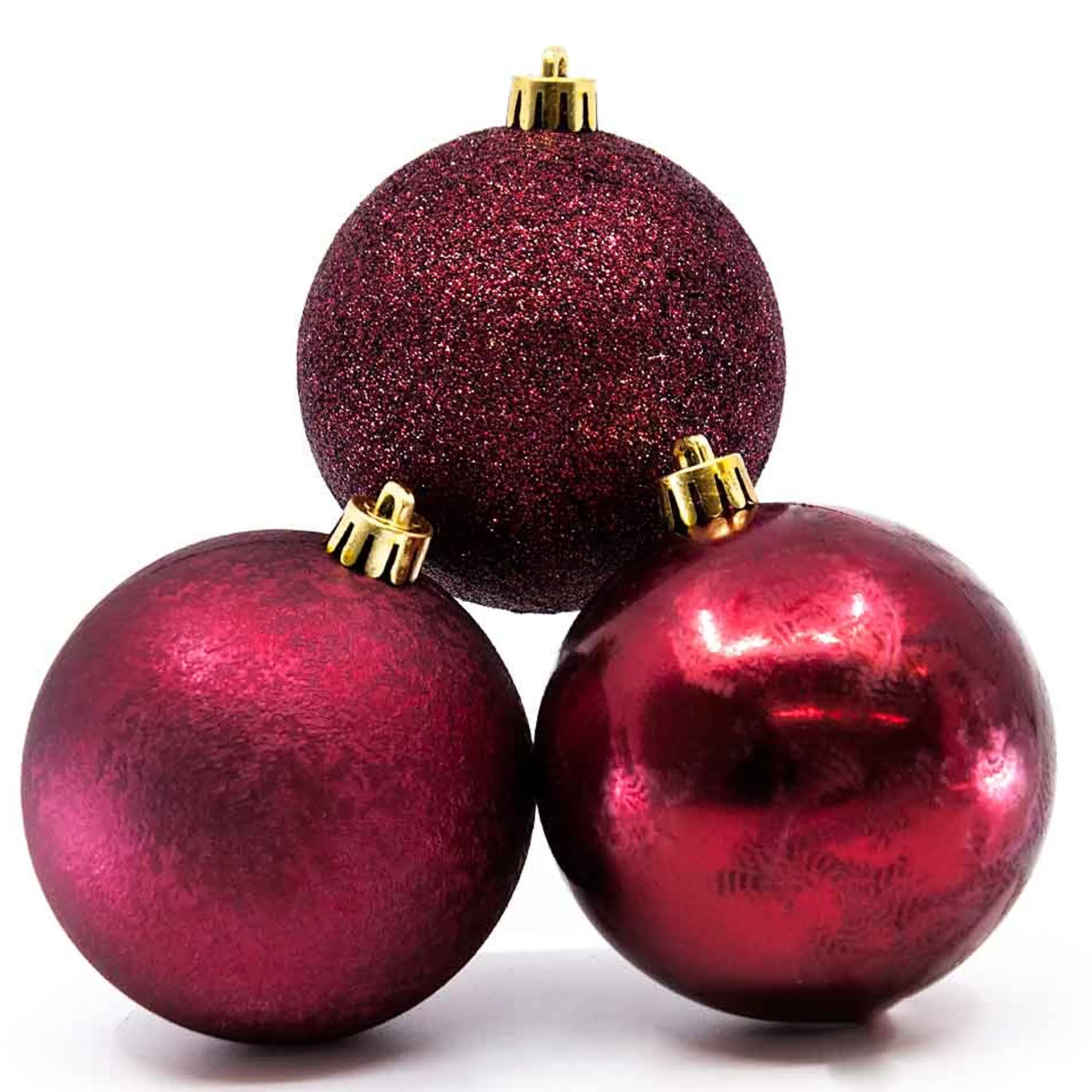 * Hanging Christmas Ornaments | Deep Red Textured Baubles (Pack Of 6) - 80Mm