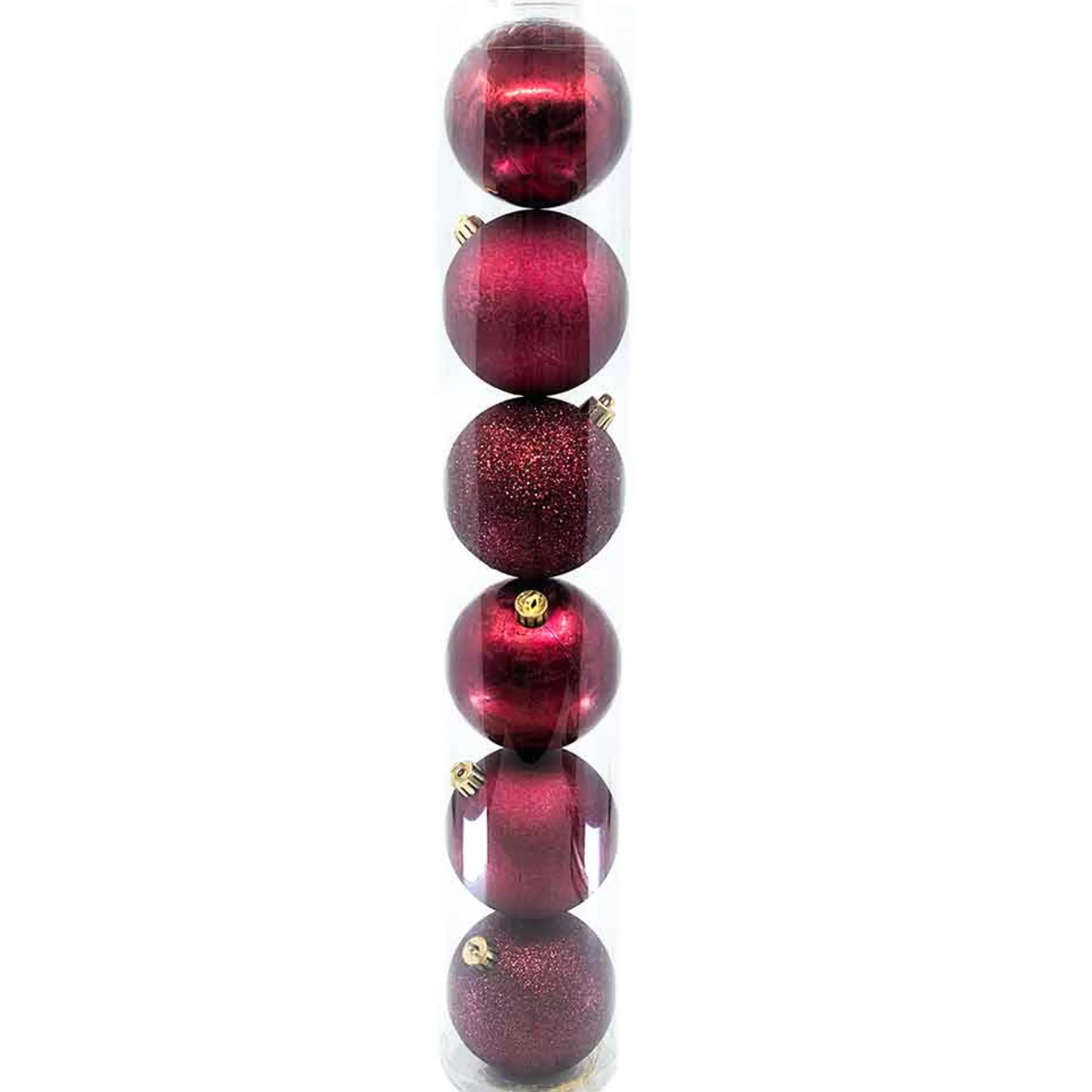 * Hanging Christmas Ornaments | Deep Red Textured Baubles (Pack Of 6) - 80Mm