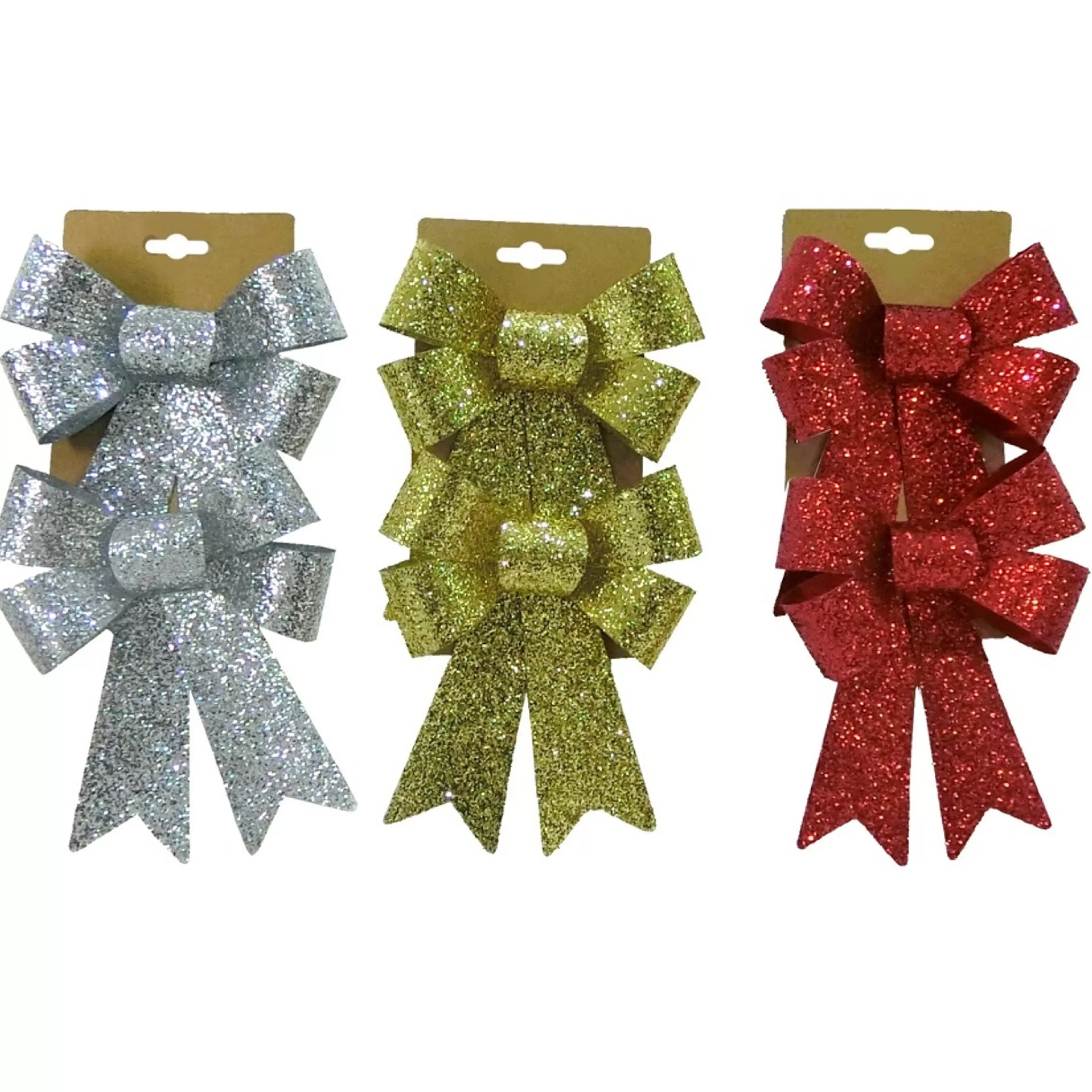 * Christmas Ribbon & Bows | Deluxe Glitter Bow Twin Pack - 18Cm