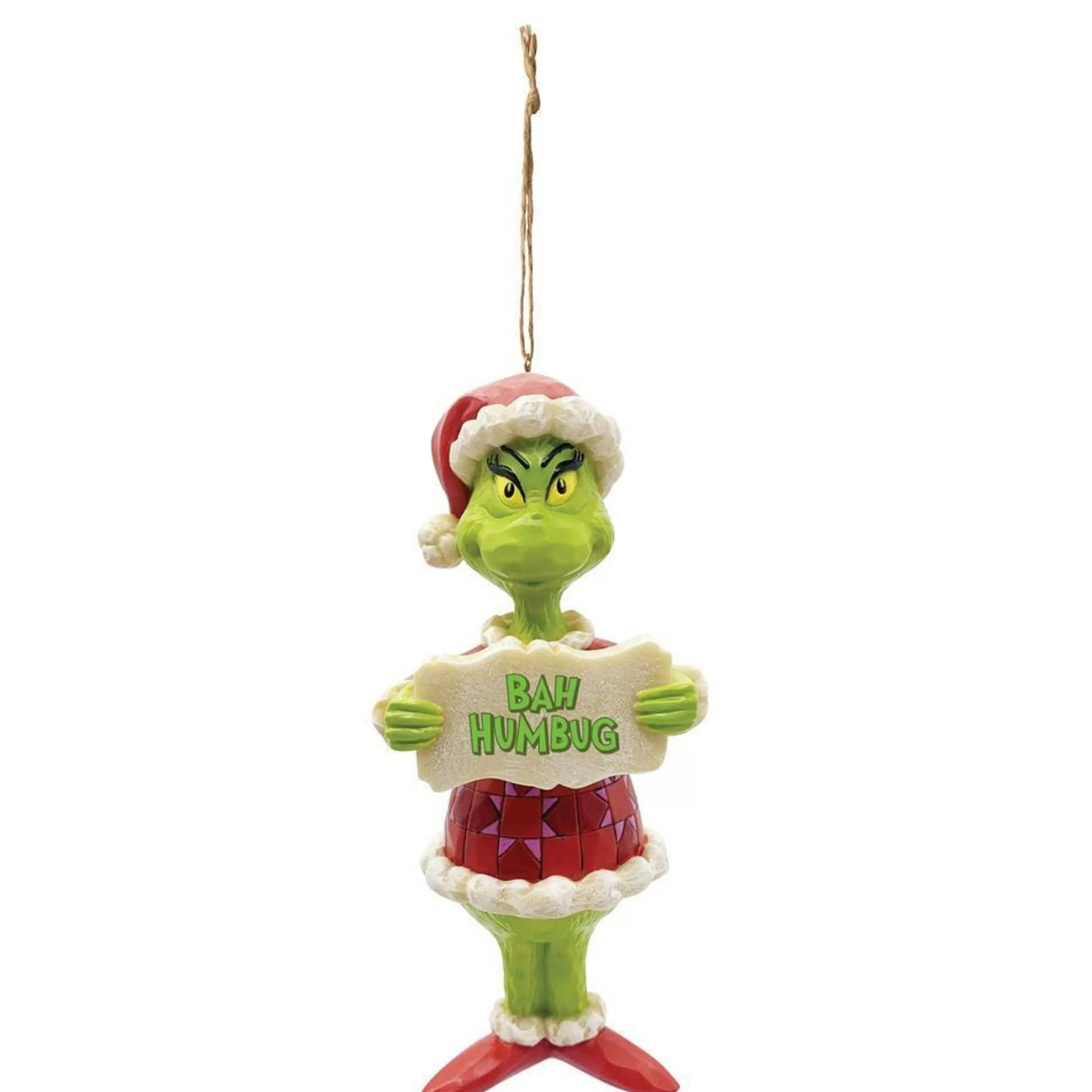 Grinch by Dr Seuss Hanging Christmas Ornaments | Dr Seuss Grinch Bah Humbug Hanging Ornament -13Cm