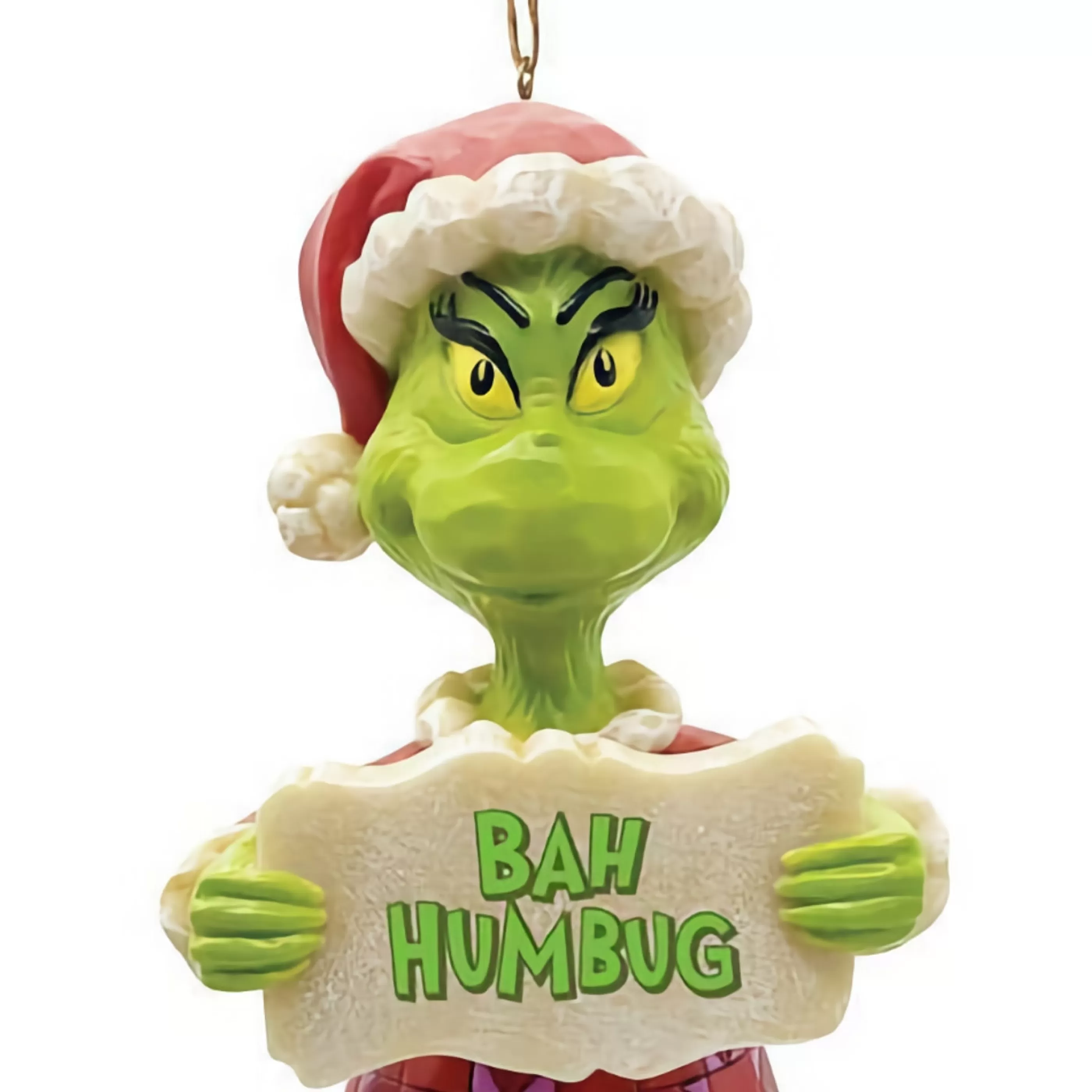 Grinch by Dr Seuss Hanging Christmas Ornaments | Dr Seuss Grinch Bah Humbug Hanging Ornament -13Cm