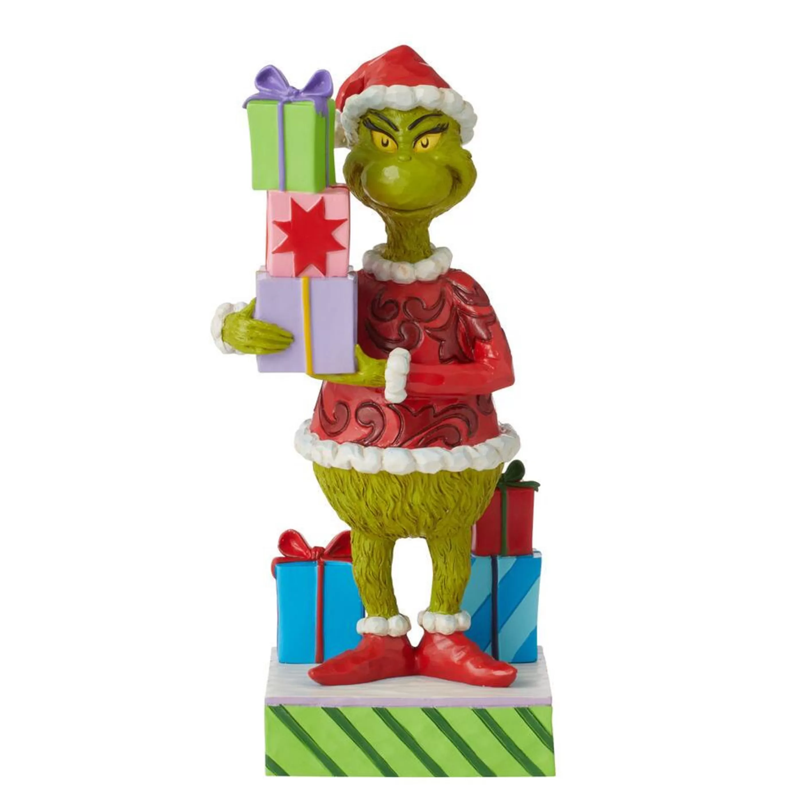 Grinch by Dr Seuss Table Top Decorations | Dr Seuss Grinch Holding Presents Figurine - 20Cm