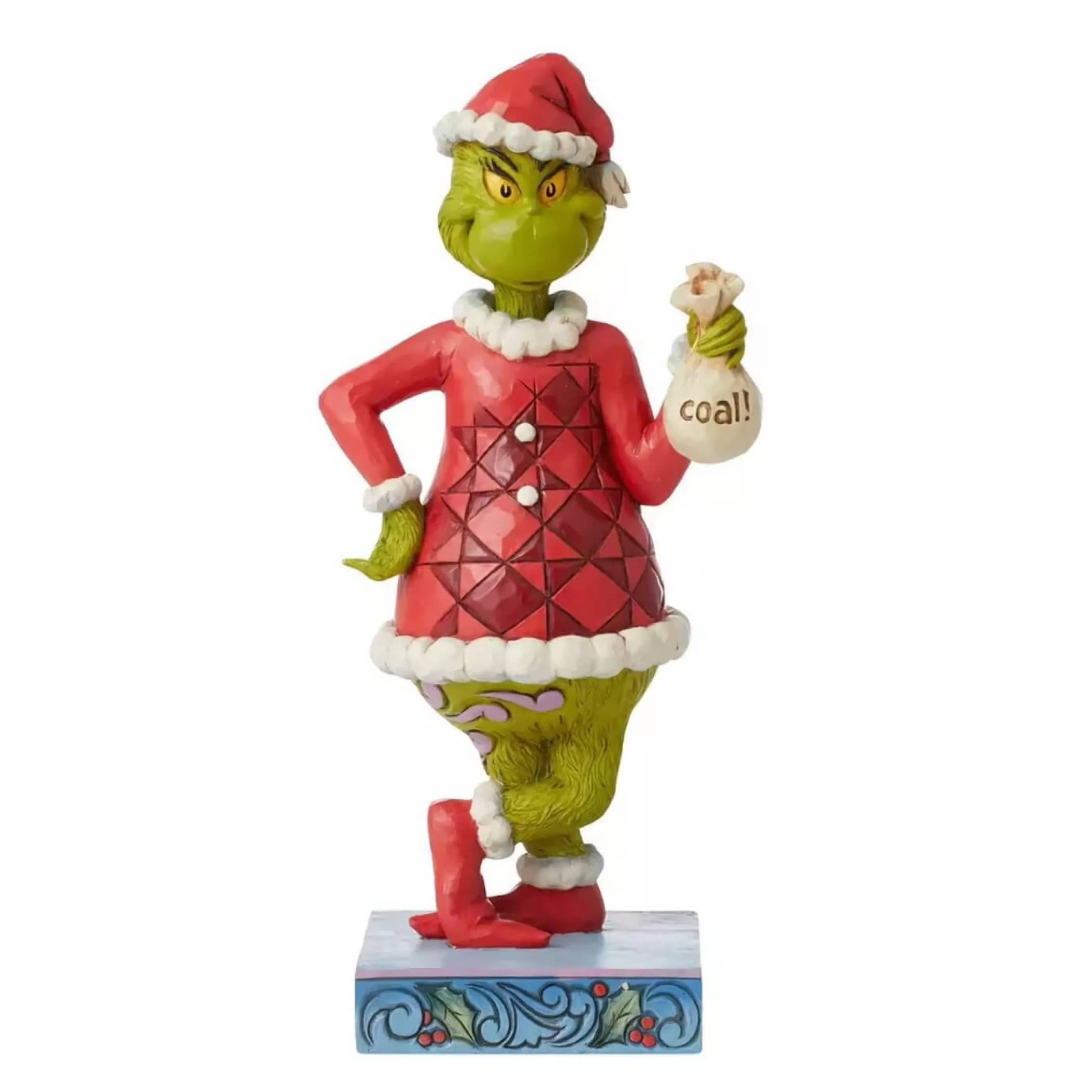 Jim Shore Table Top Decorations | Dr Seuss Grinch With Bag Of Coal - 23Cm