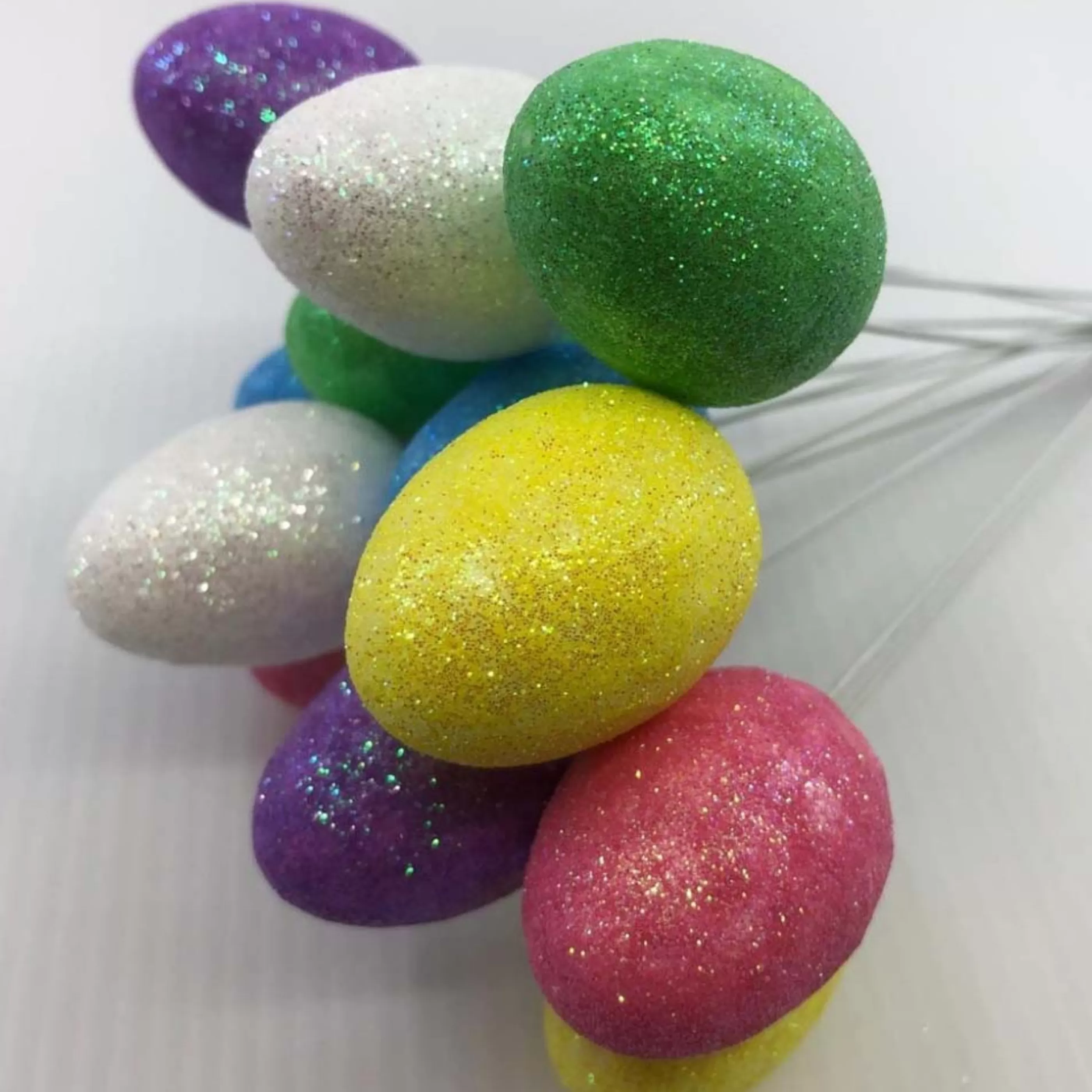 Fashion Easter Town Easter Egg Pick Multicoloured With Glitter (Pack Of 12)