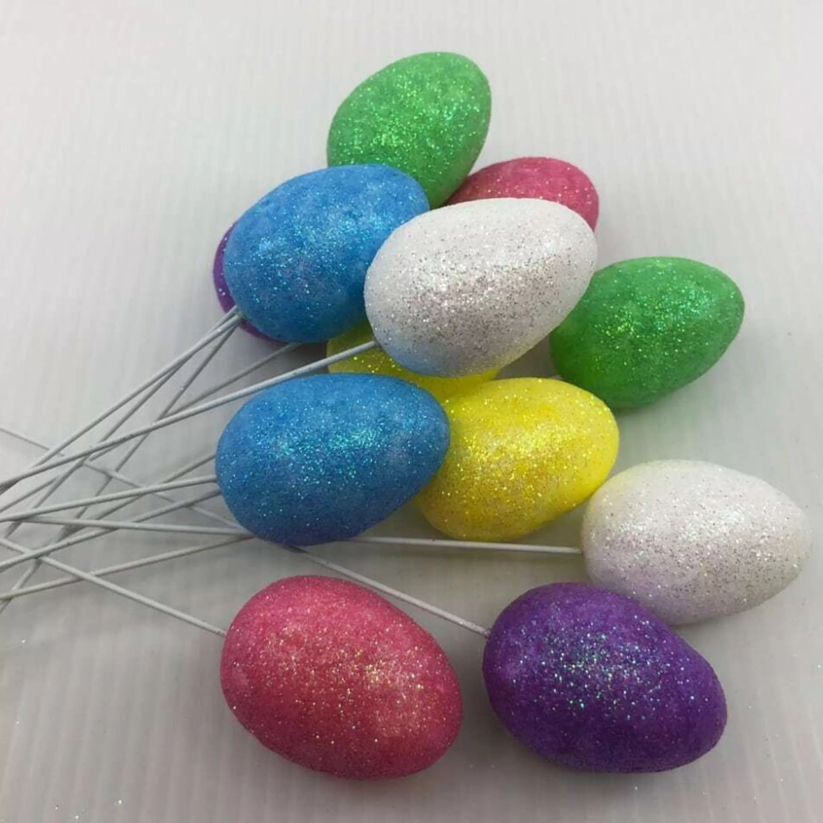 Fashion Easter Town Easter Egg Pick Multicoloured With Glitter (Pack Of 12)