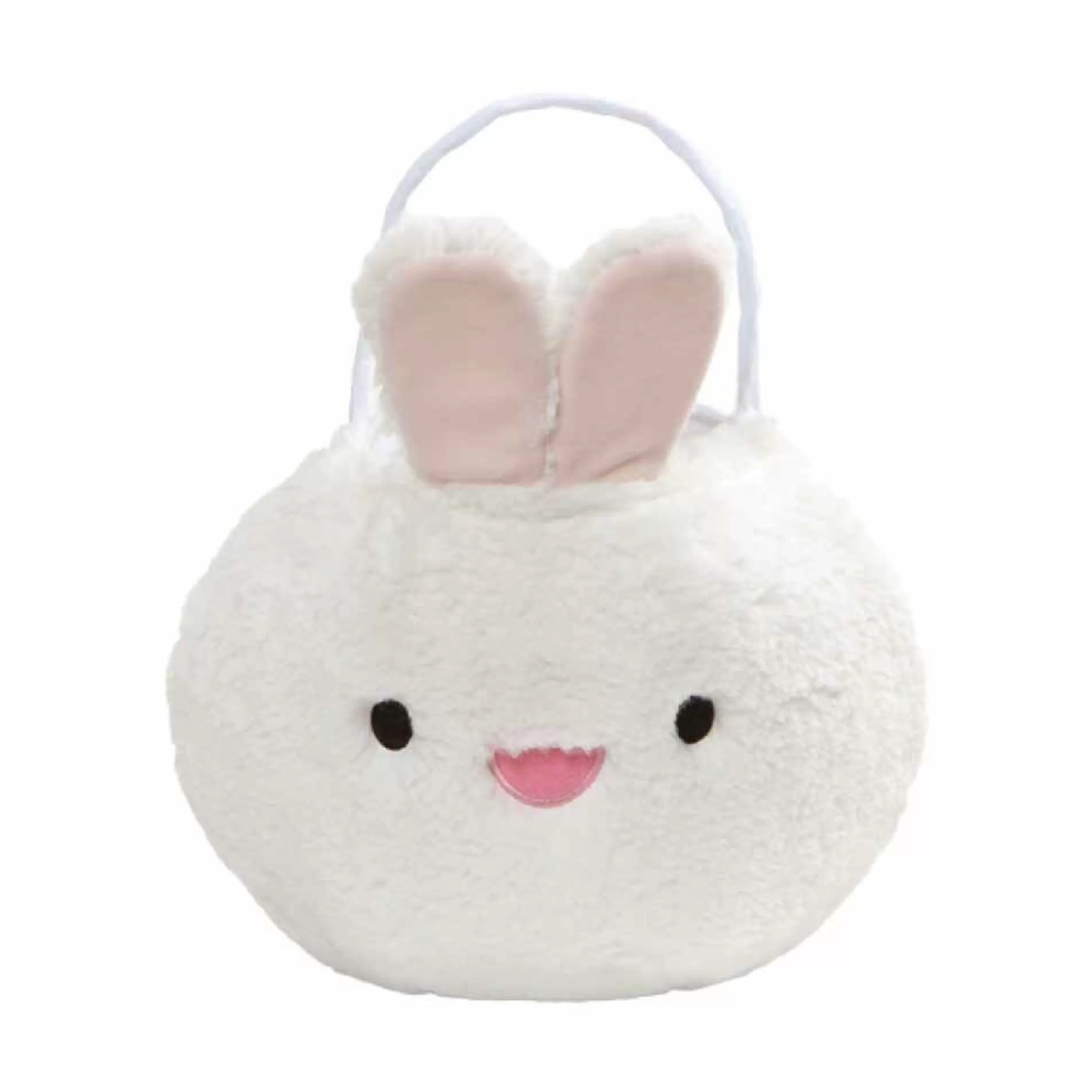 Easter Town Table Top Decorations | Easter Fluffy Bunny Basket With Handle - 16.5Cm