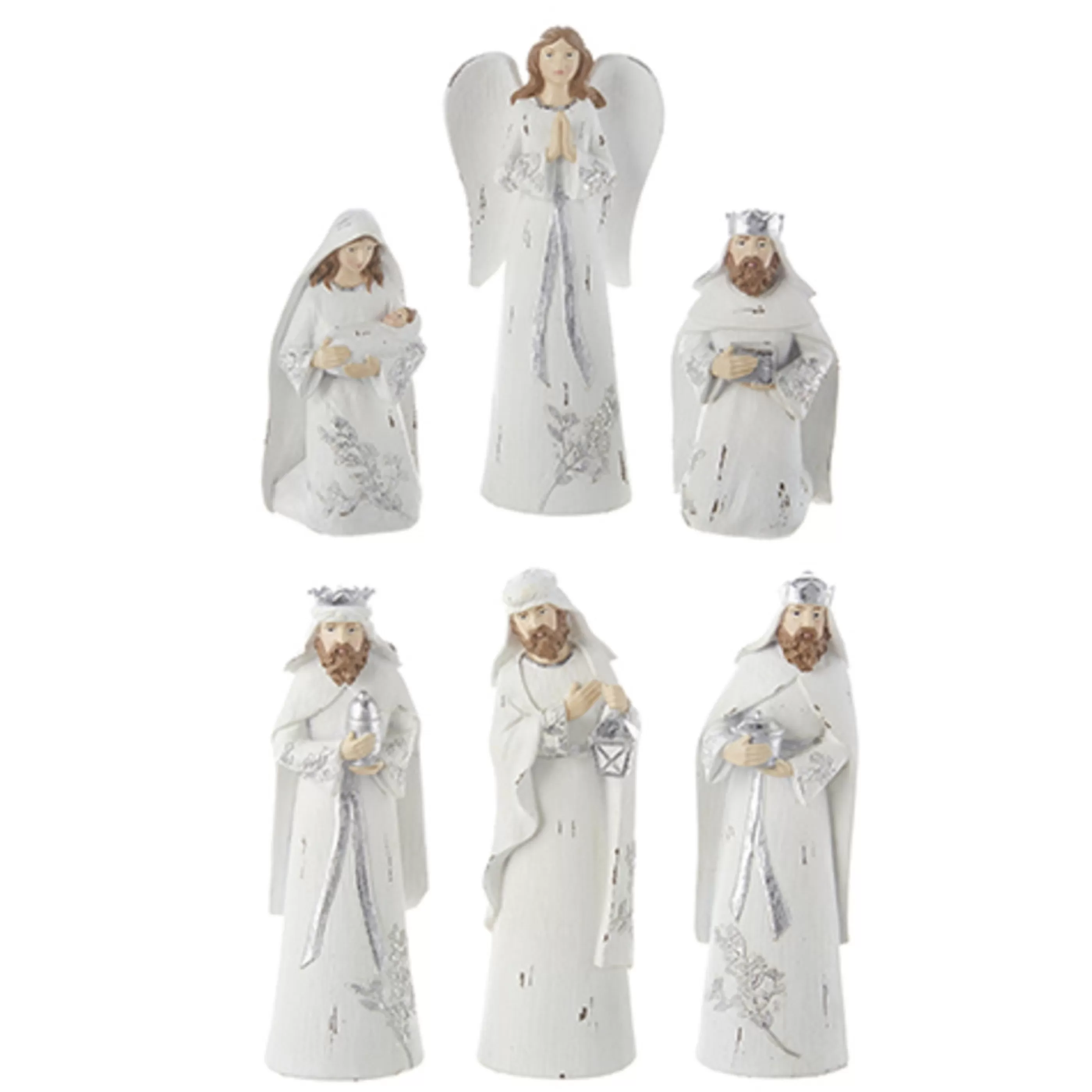 Cheap RAZ Imports Embossed Silver Leaf Nativity (Set Of 6)- 19Cm