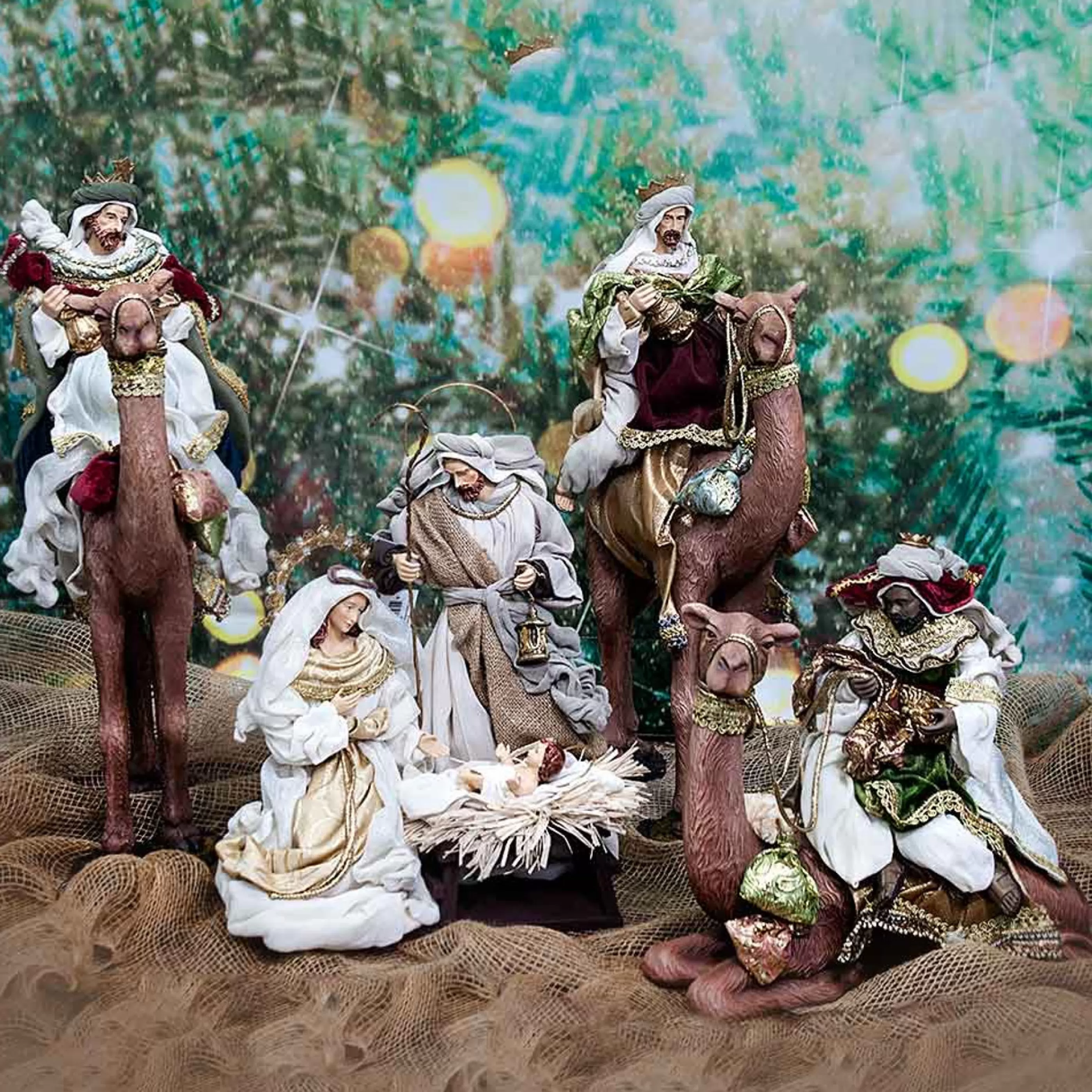 Clearance * Ernest Nativity With Three Kings On Camels - 35Cm