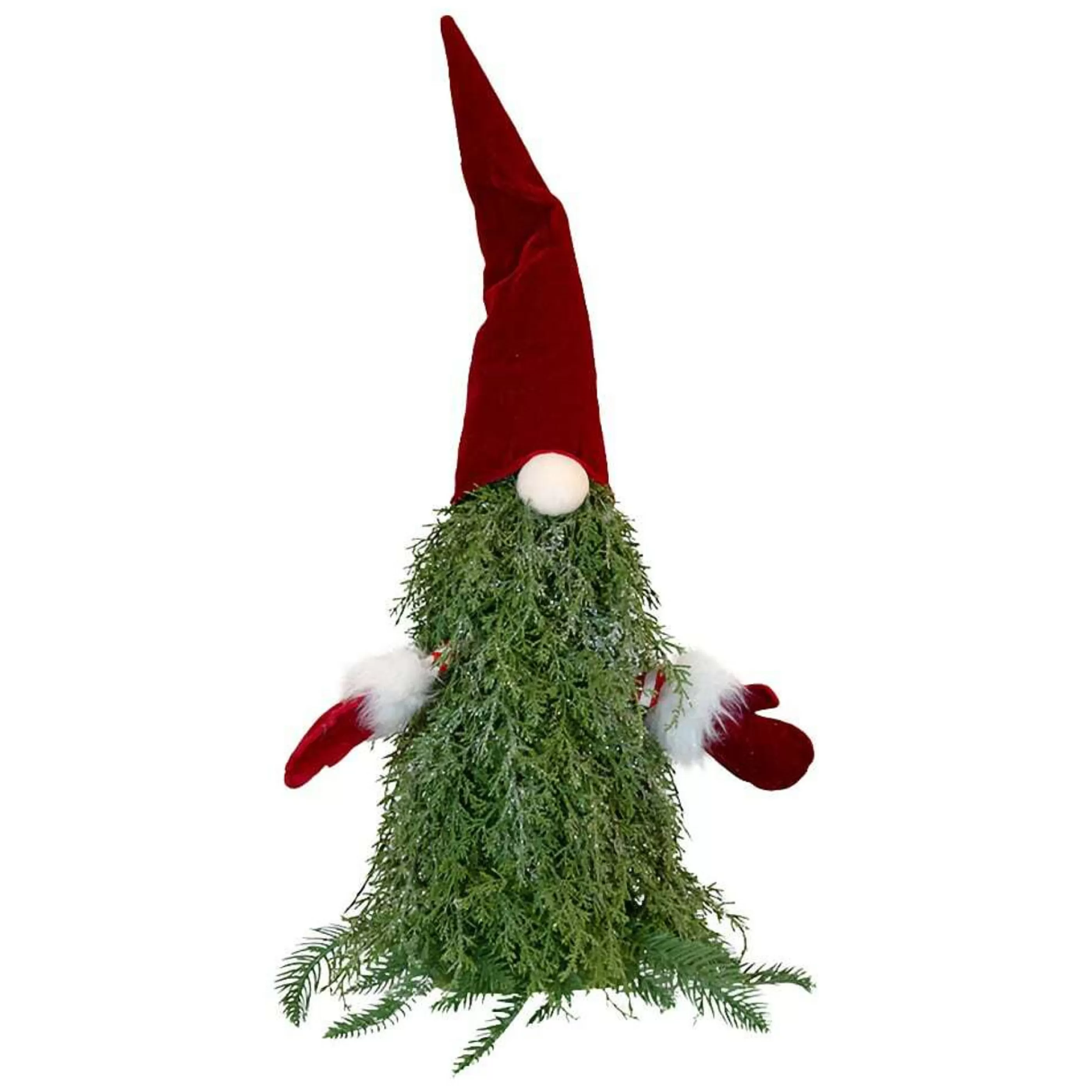 New * Fabric Standing Tree Santa - 60Cm