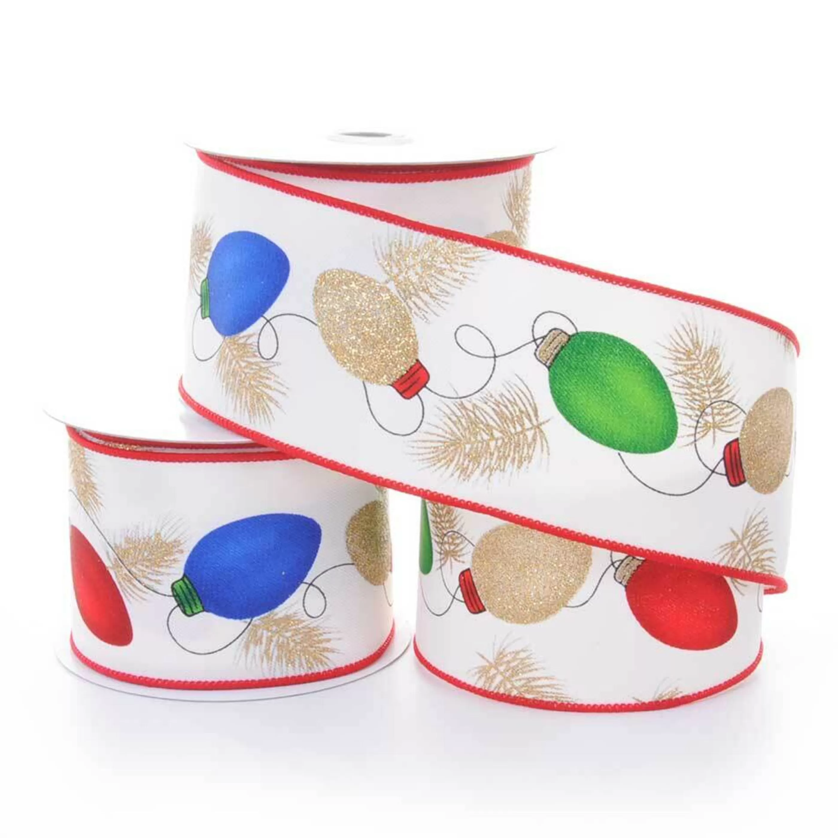 * Christmas Ribbon & Bows | Fairy Lights Print Ribbon - 10M