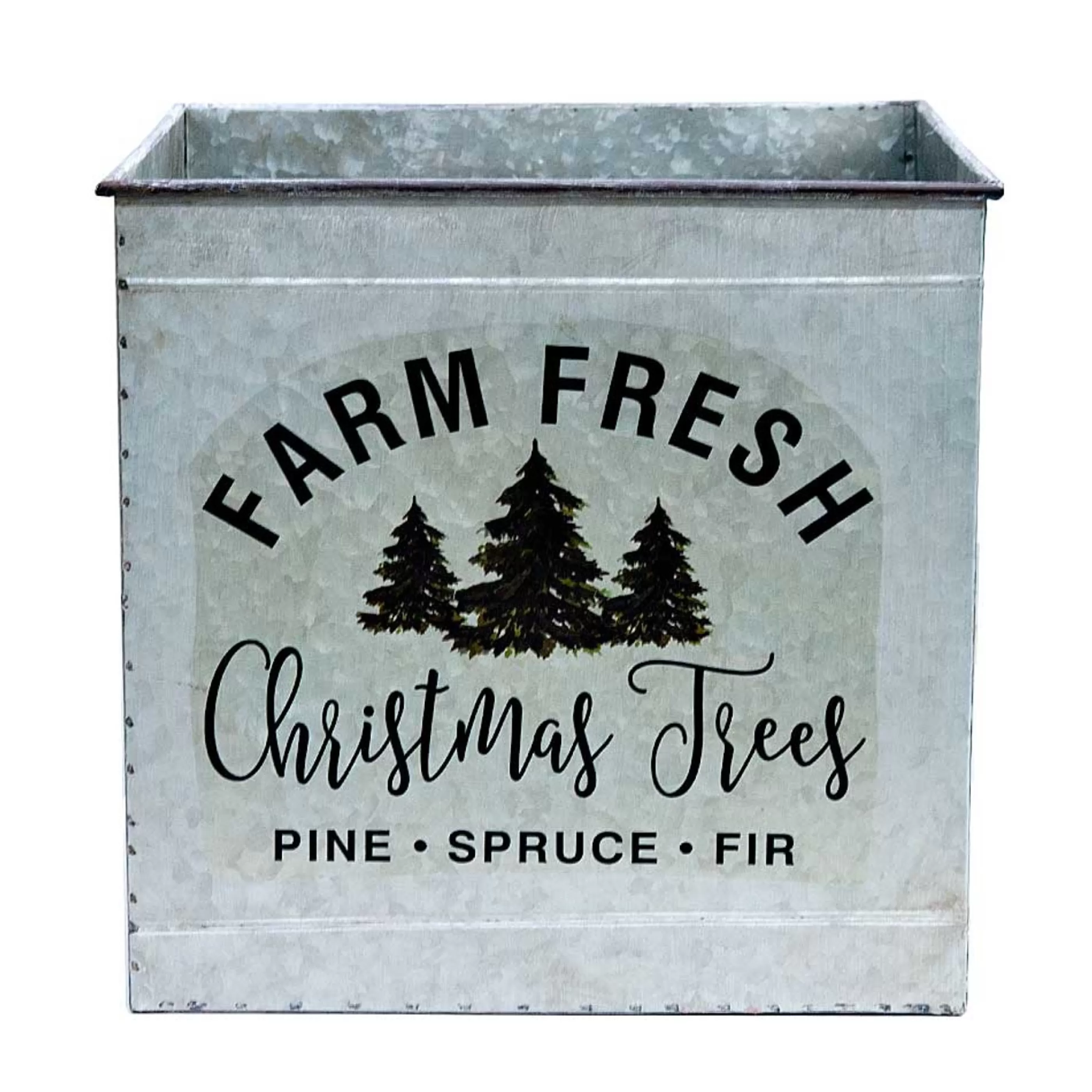 * Table Top Decorations | Farm Fresh Christmas Trees Iron Boxes - 38Cm