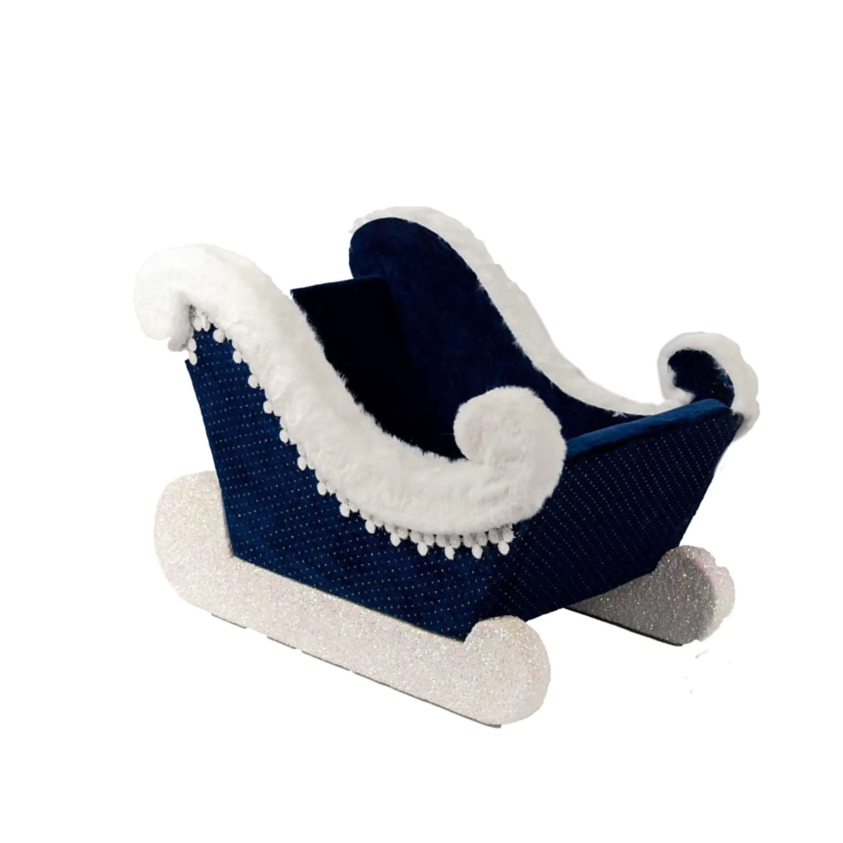 * Table Top Decorations | Festive Blue And White Sleigh - 46Cm